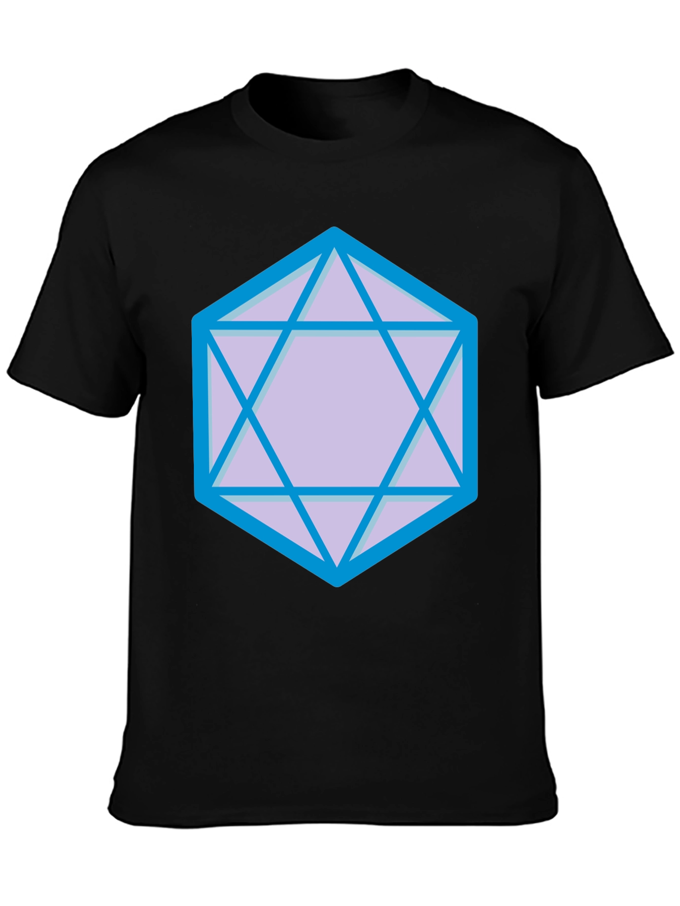 Geometric D20 Dice Graphic Tee - Black Cotton Blend