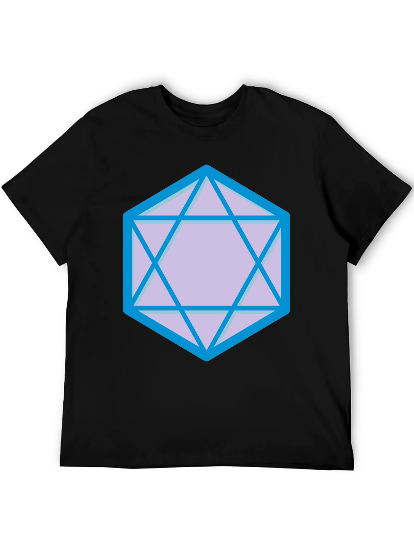 Geometric D20 Dice Graphic Tee - Black Cotton Blend