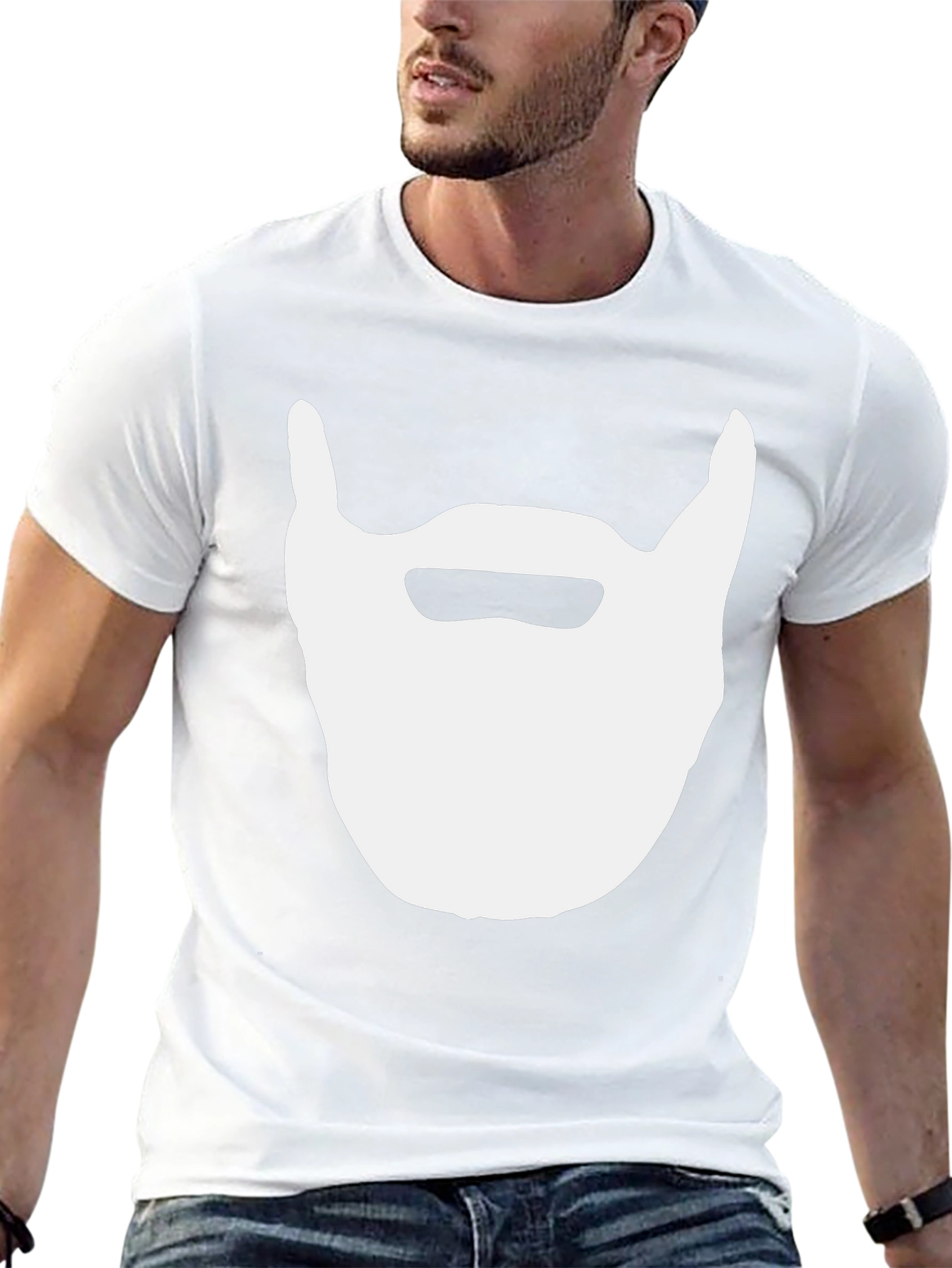 Beard Graphic Tee - Black Cotton Casual Top