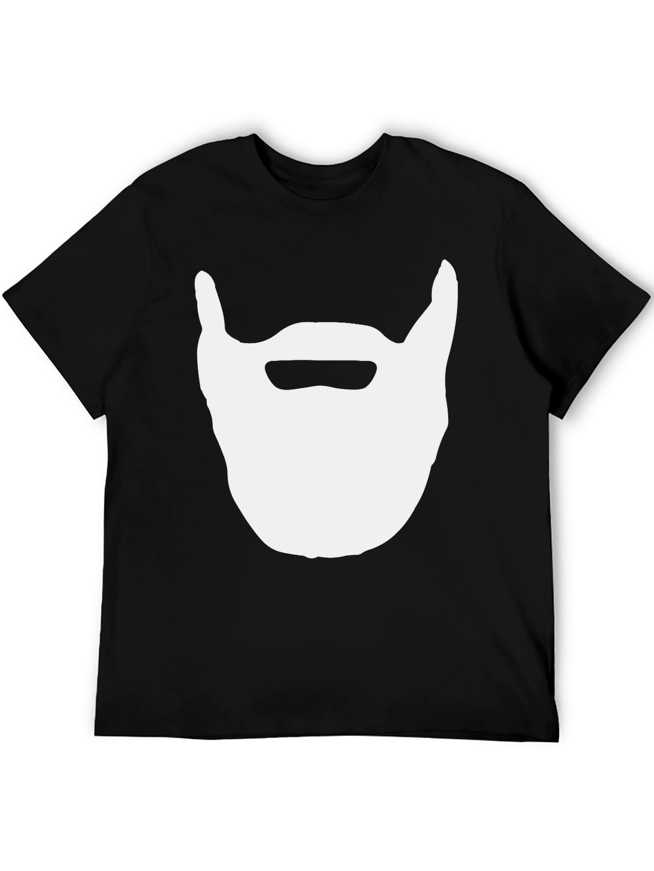 Beard Graphic Tee - Black Cotton Casual Top
