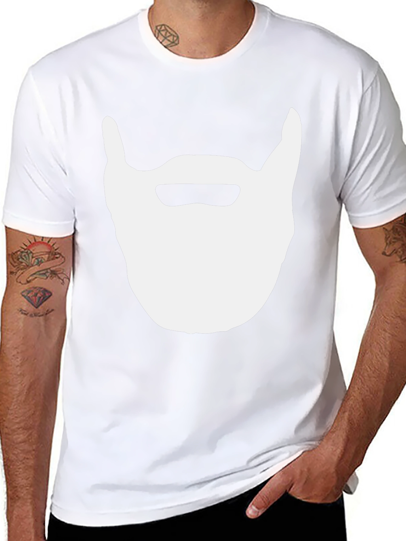 Beard Graphic Tee - Black Cotton Casual Top