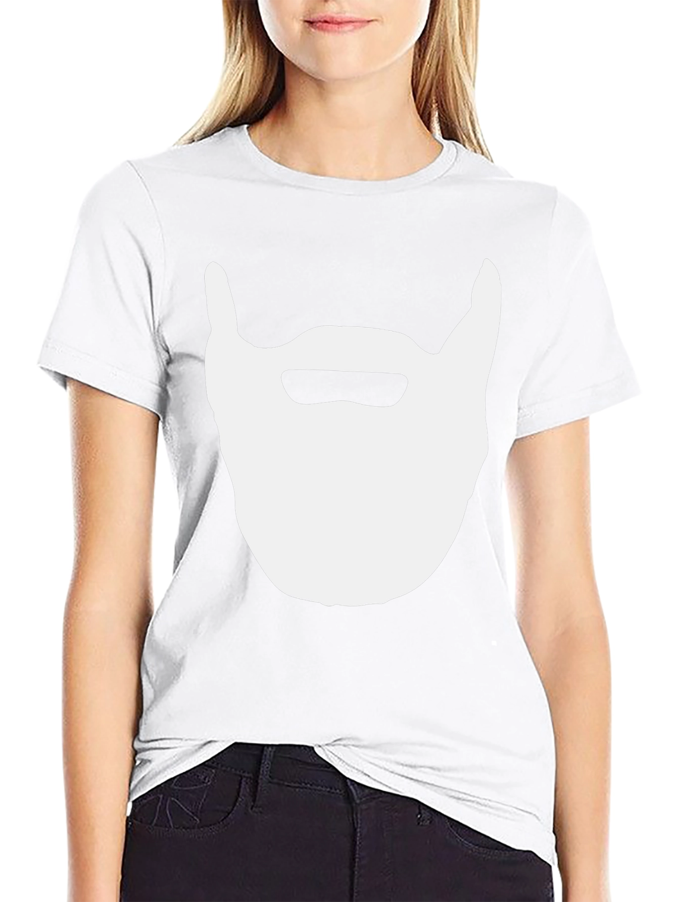 Beard Graphic Tee - Black Cotton Casual Top