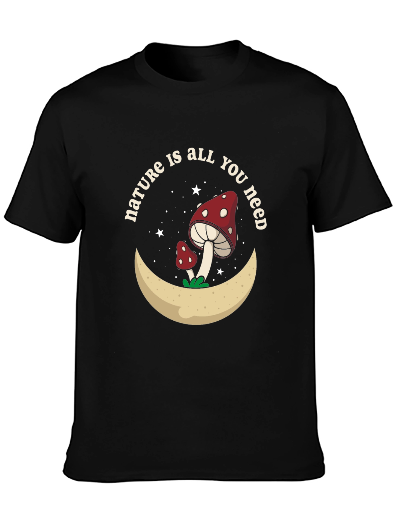 Nature Is All You Need Mushroom Moon Graphic Tee