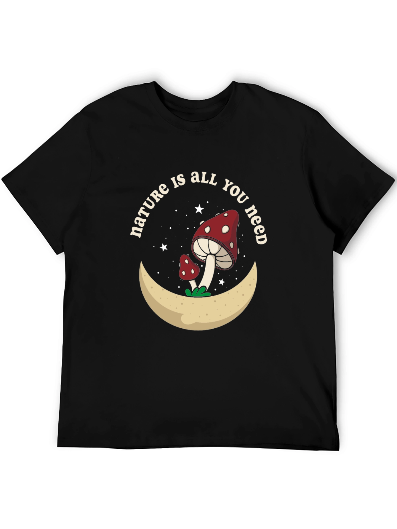 Nature Is All You Need Mushroom Moon Graphic Tee