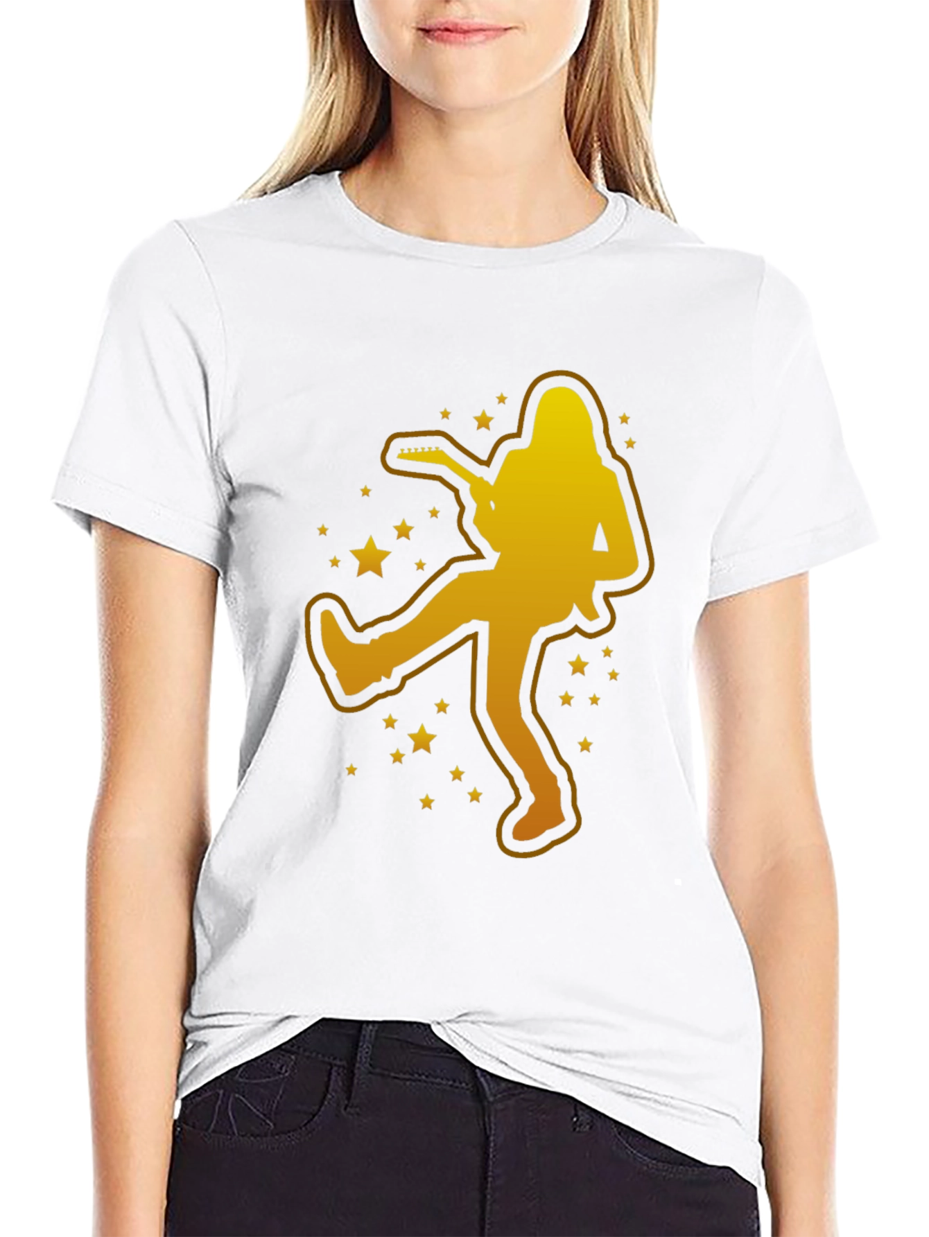 Rockstar Graphic Tee - Gold Silhouette Guitar Player