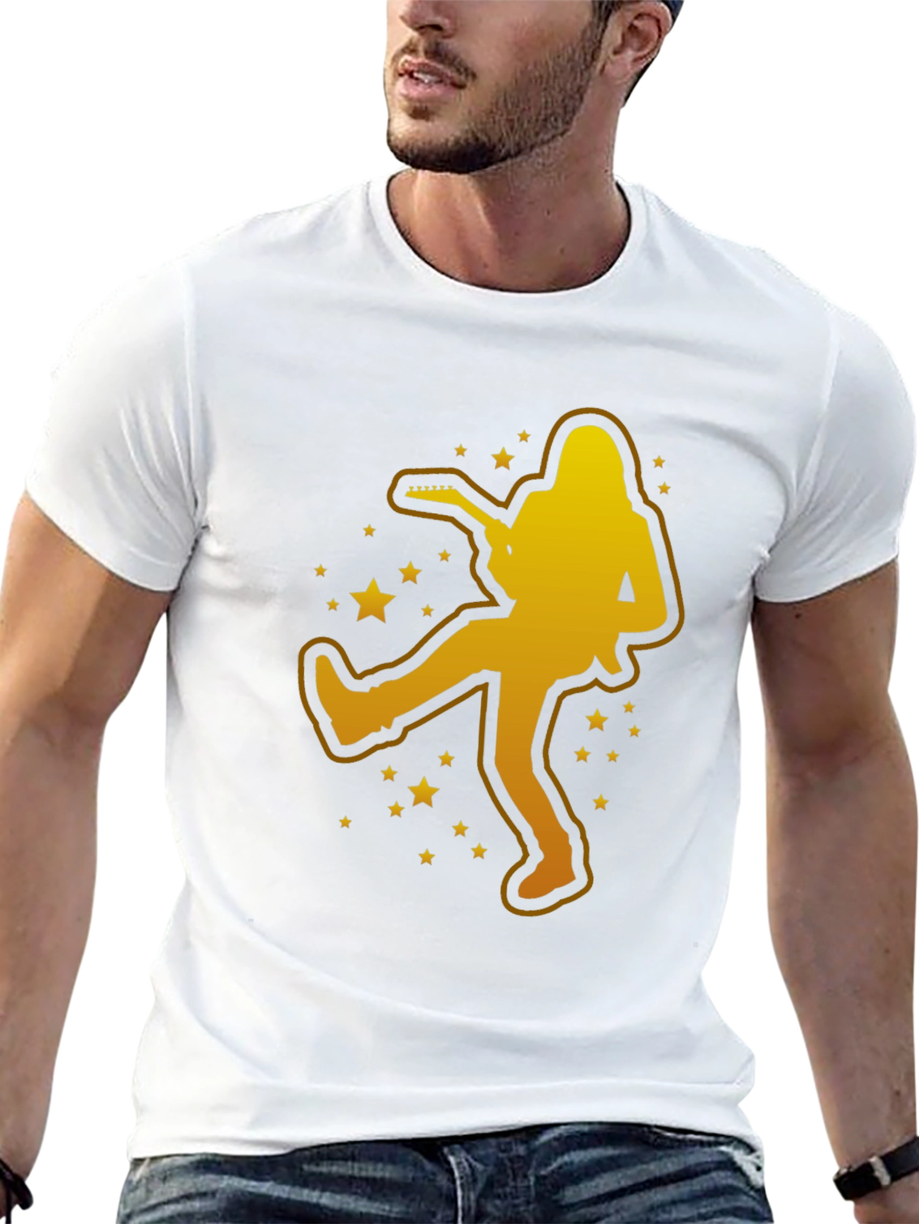 Rockstar Graphic Tee - Gold Silhouette Guitar Player