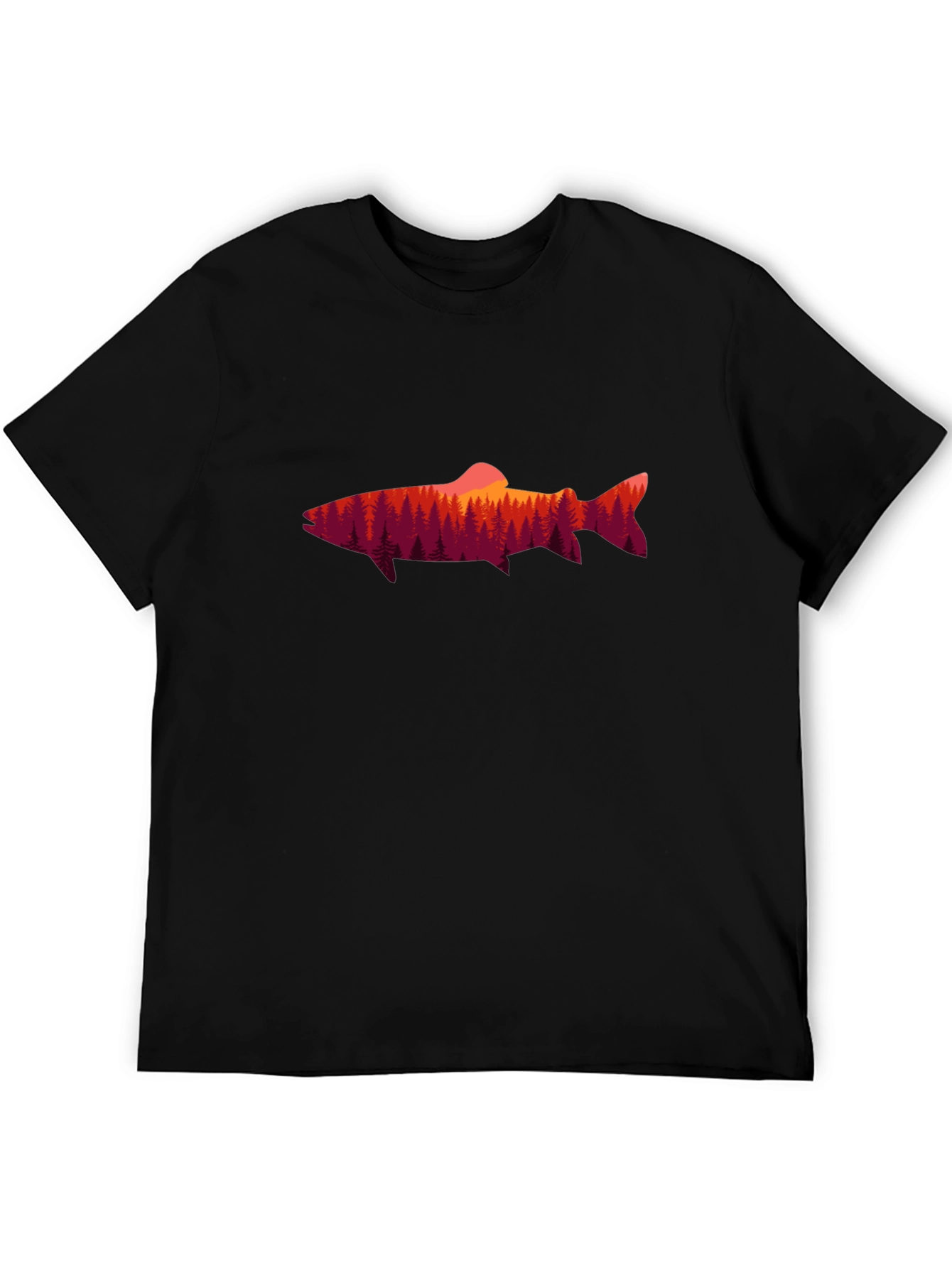 Nature Fish Graphic T-Shirt - Black Cotton Tee