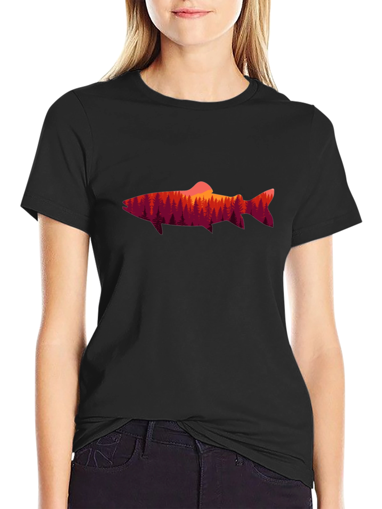 Nature Fish Graphic T-Shirt - Black Cotton Tee