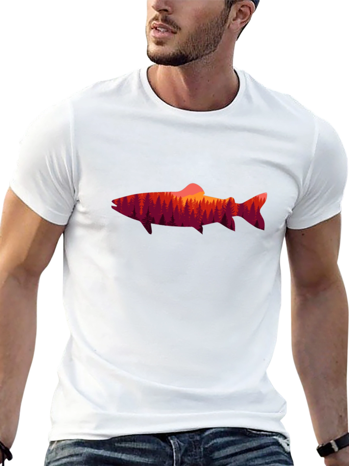 Nature Fish Graphic T-Shirt - Black Cotton Tee