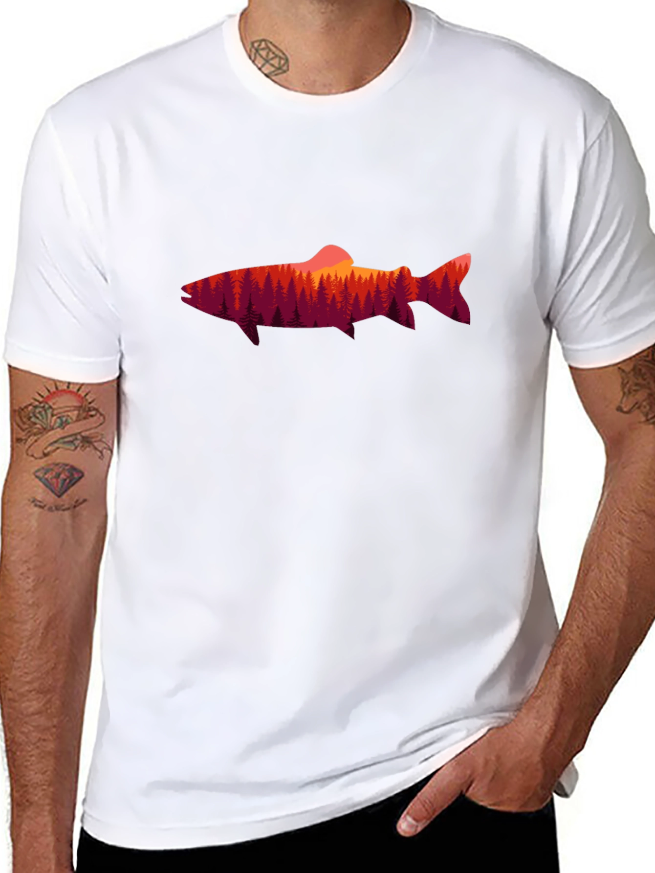 Nature Fish Graphic T-Shirt - Black Cotton Tee