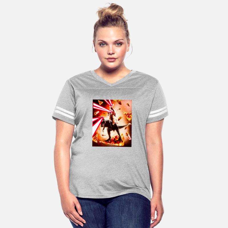 Laser Eyes Space Cat Riding Dog And Dinosaur