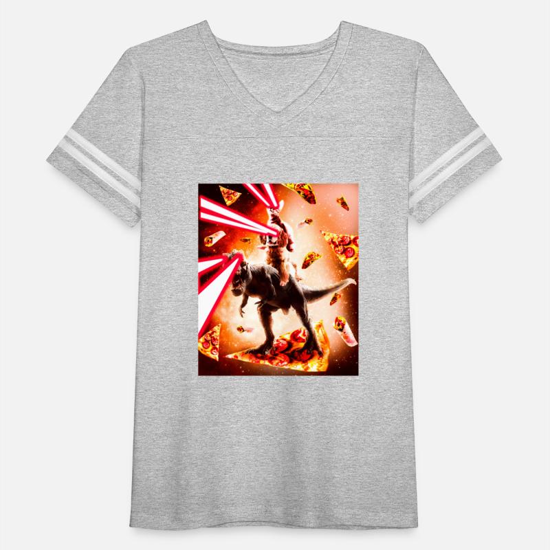 Laser Eyes Space Cat Riding Dog And Dinosaur