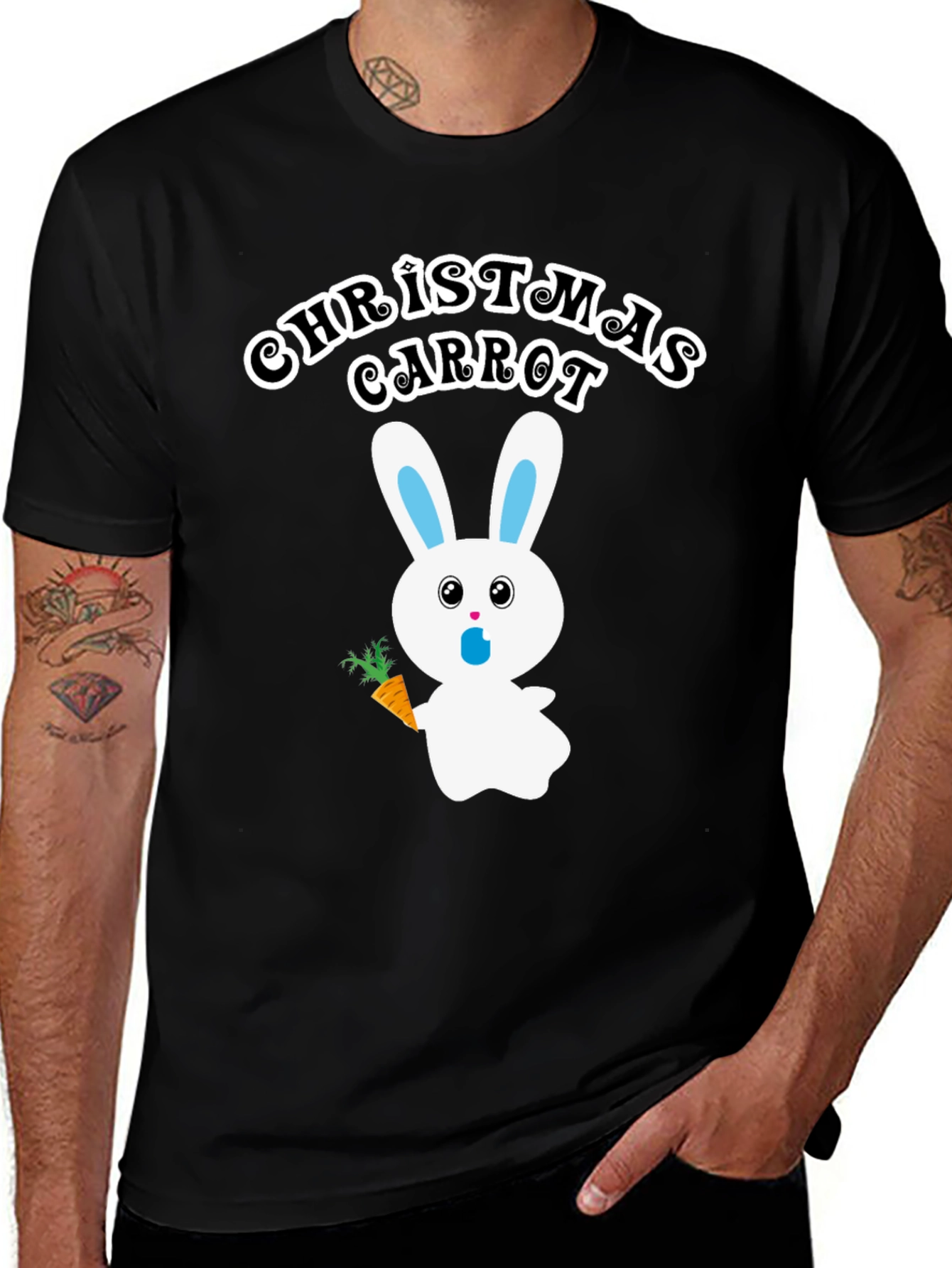 Christmas Carrot Bunny Graphic T-Shirt