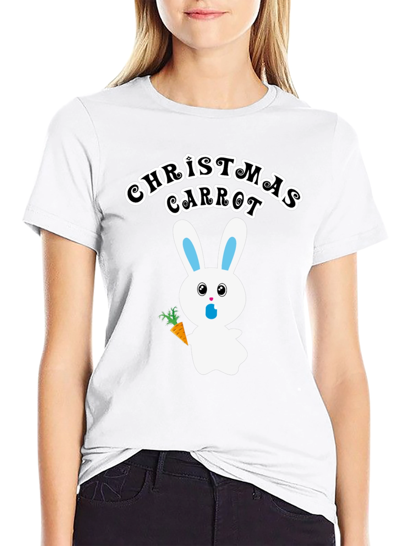 Christmas Carrot Bunny Graphic T-Shirt