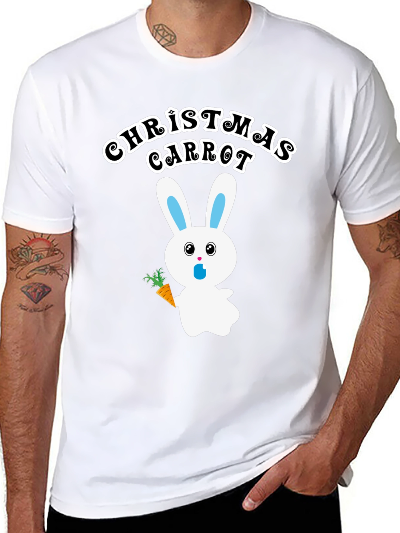 Christmas Carrot Bunny Graphic T-Shirt