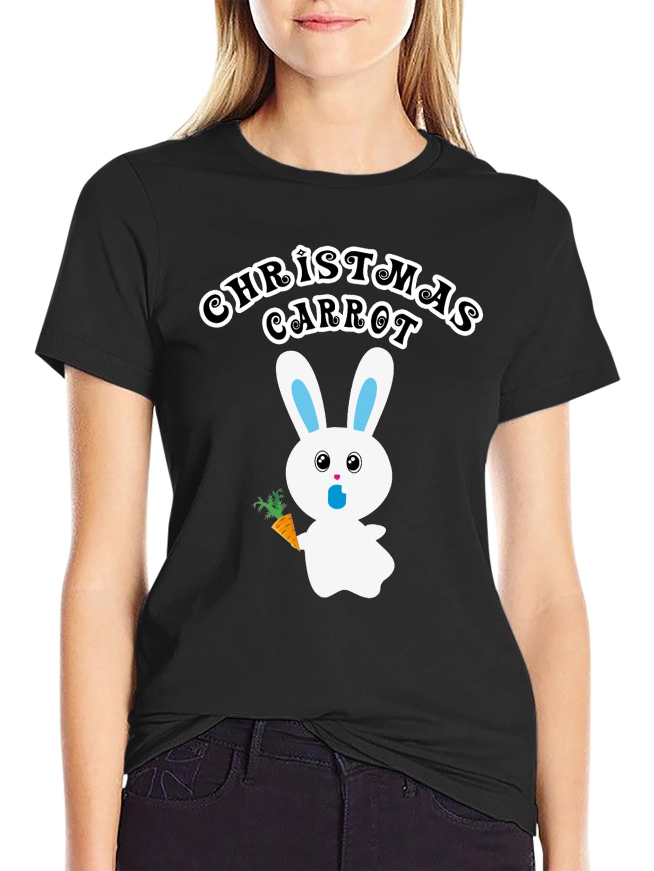 Christmas Carrot Bunny Graphic T-Shirt