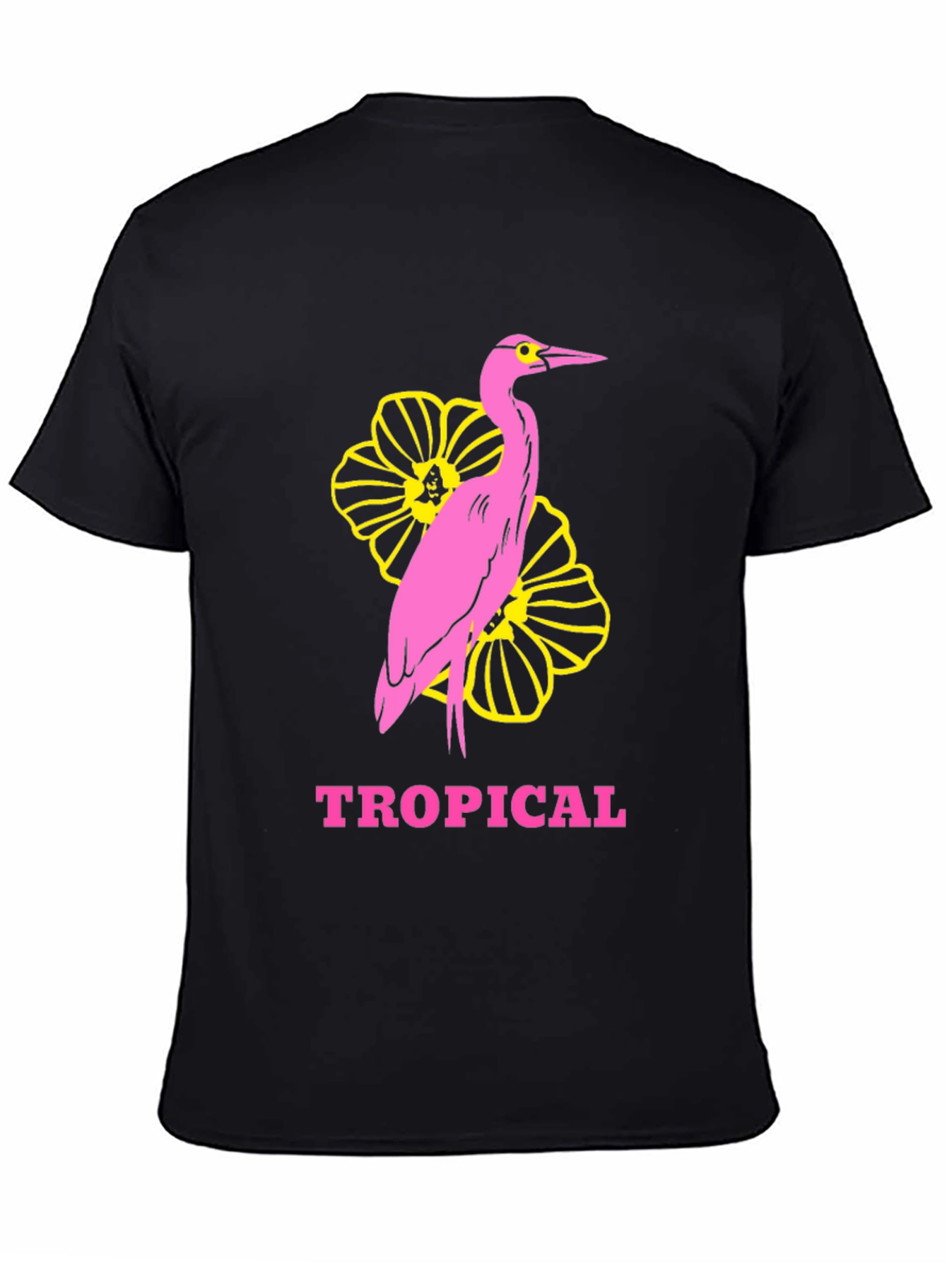 Tropical Heron Graphic Tee - Black