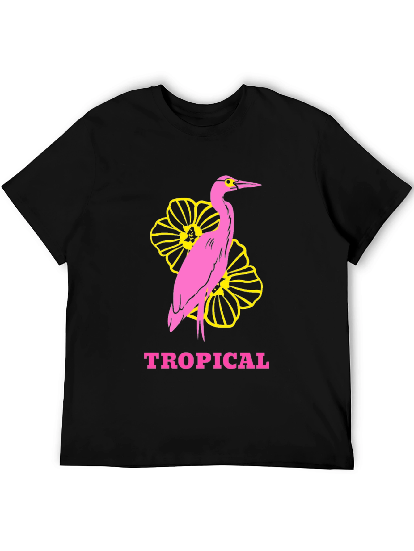 Tropical Heron Graphic Tee - Black