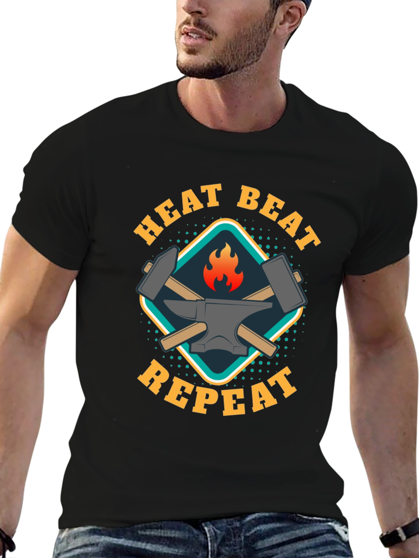 Heat Beat Repeat Black T-Shirt