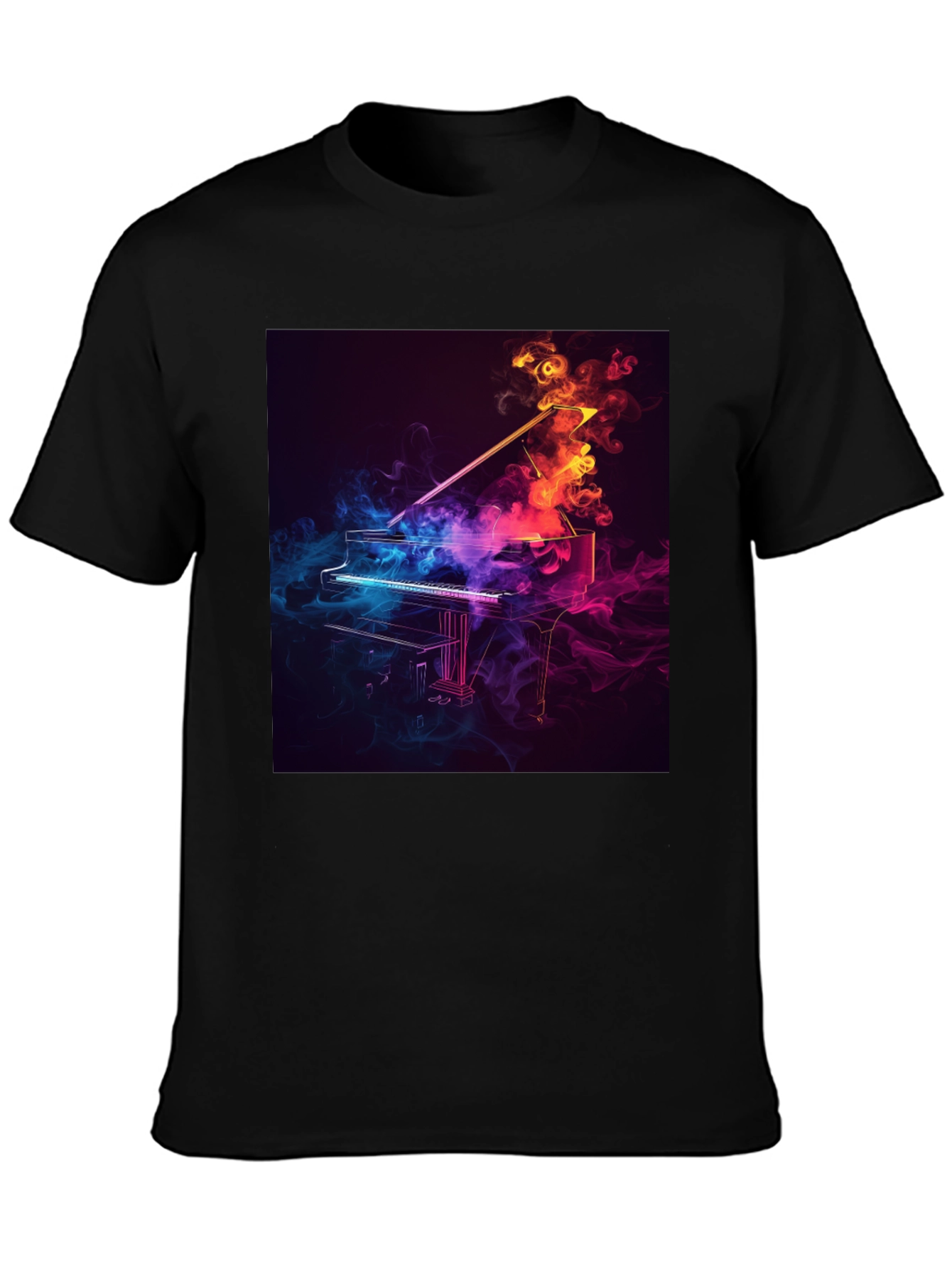 Piano Smoke Design Black T-Shirt