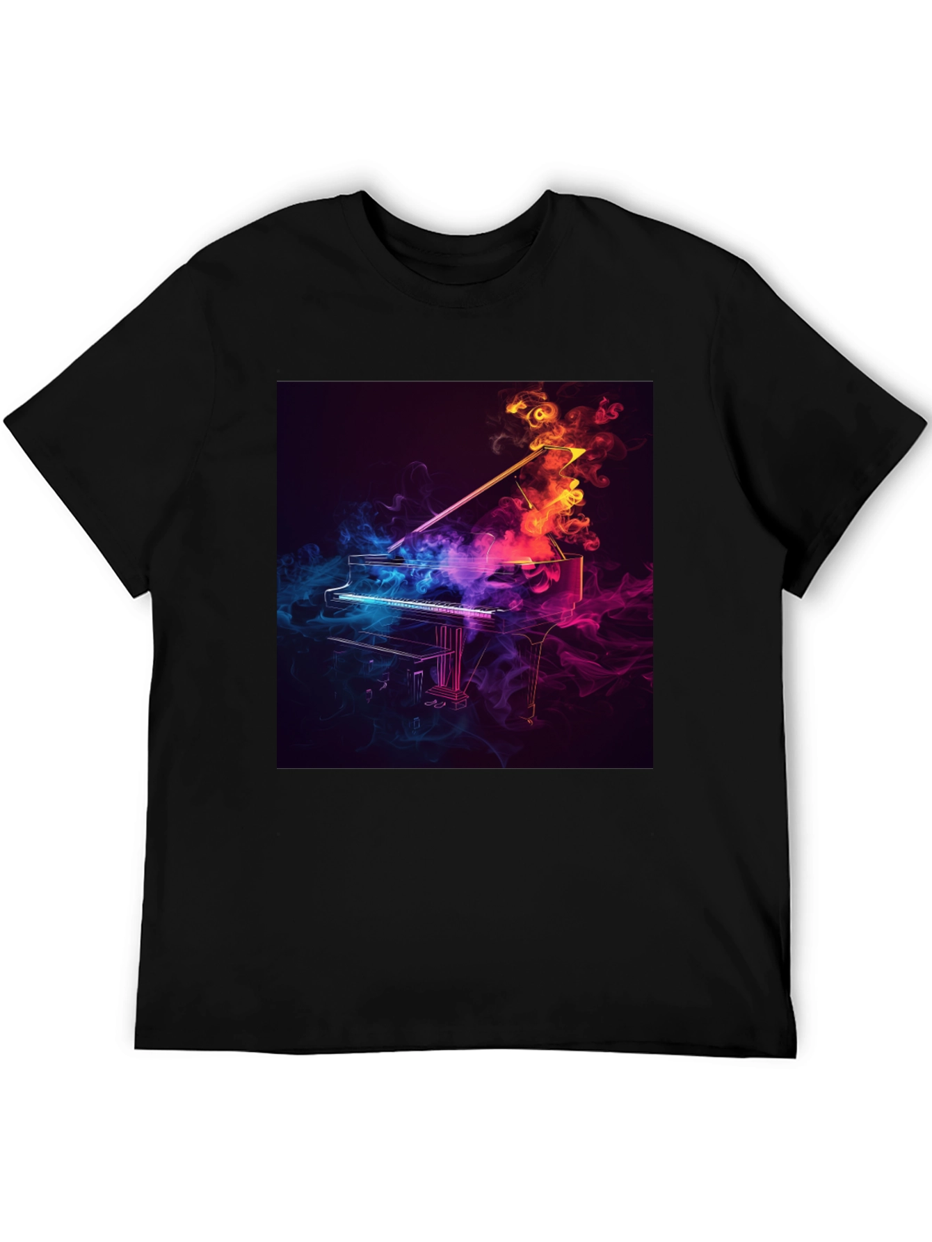 Piano Smoke Design Black T-Shirt