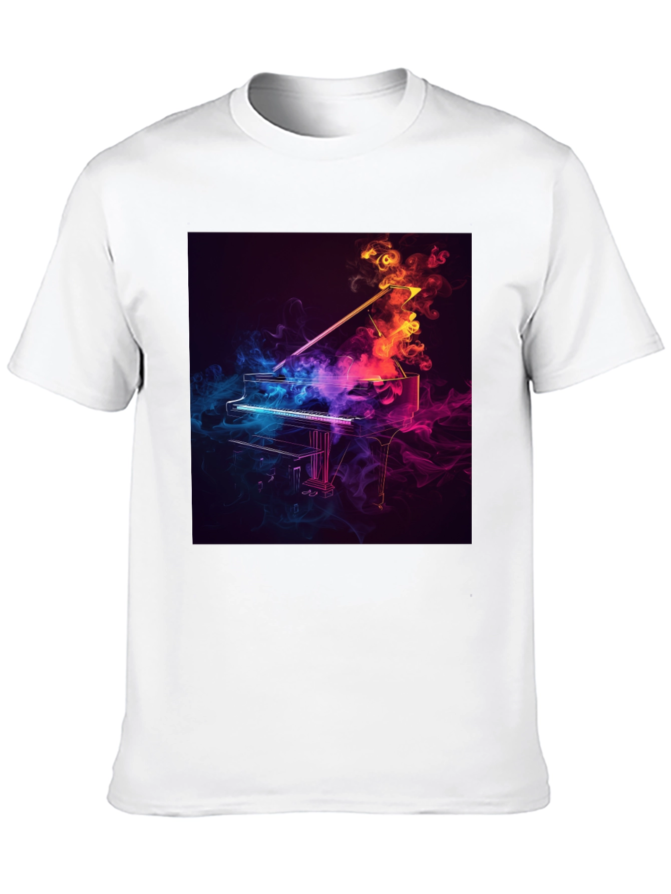 Piano Smoke Design Black T-Shirt