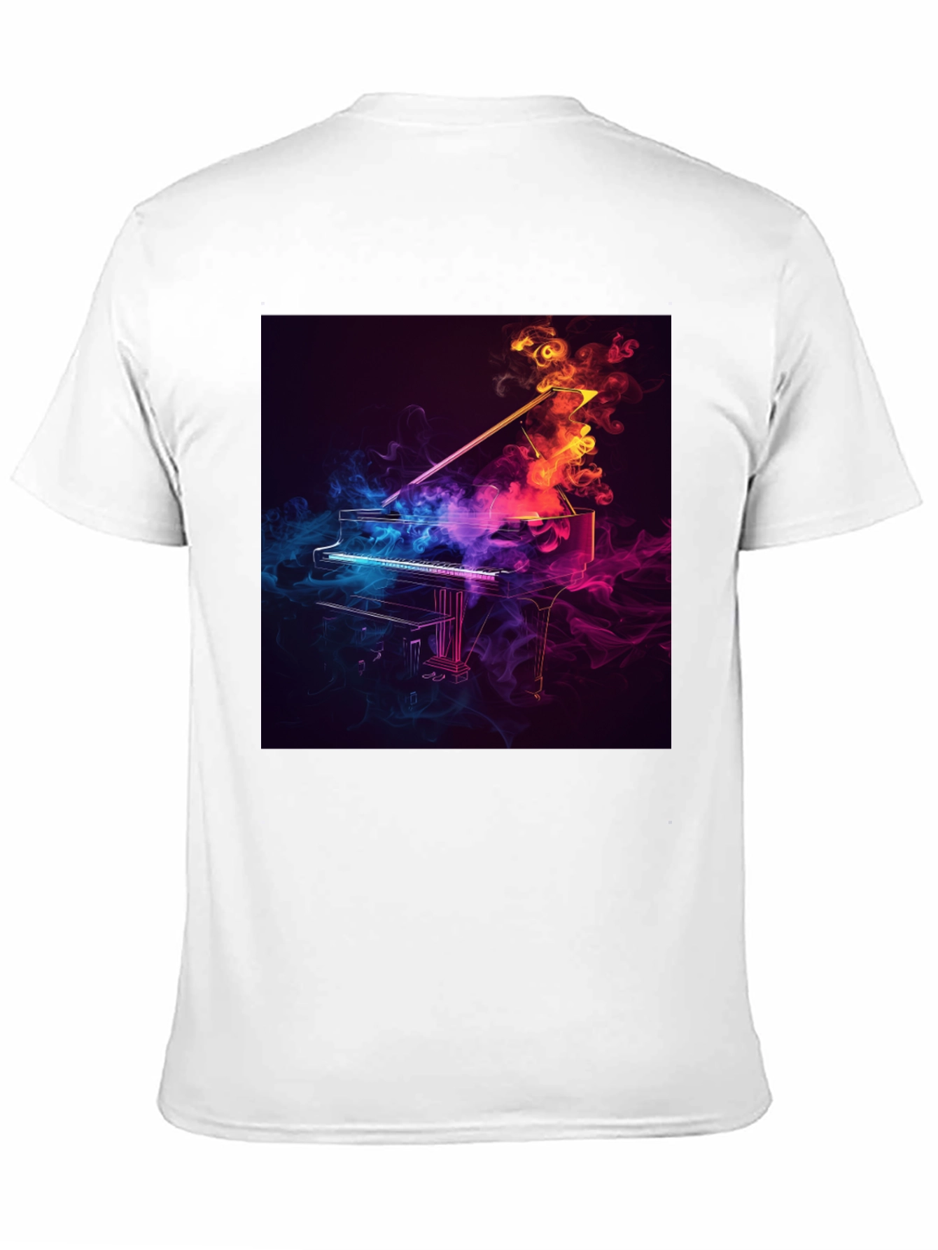Piano Smoke Design Black T-Shirt