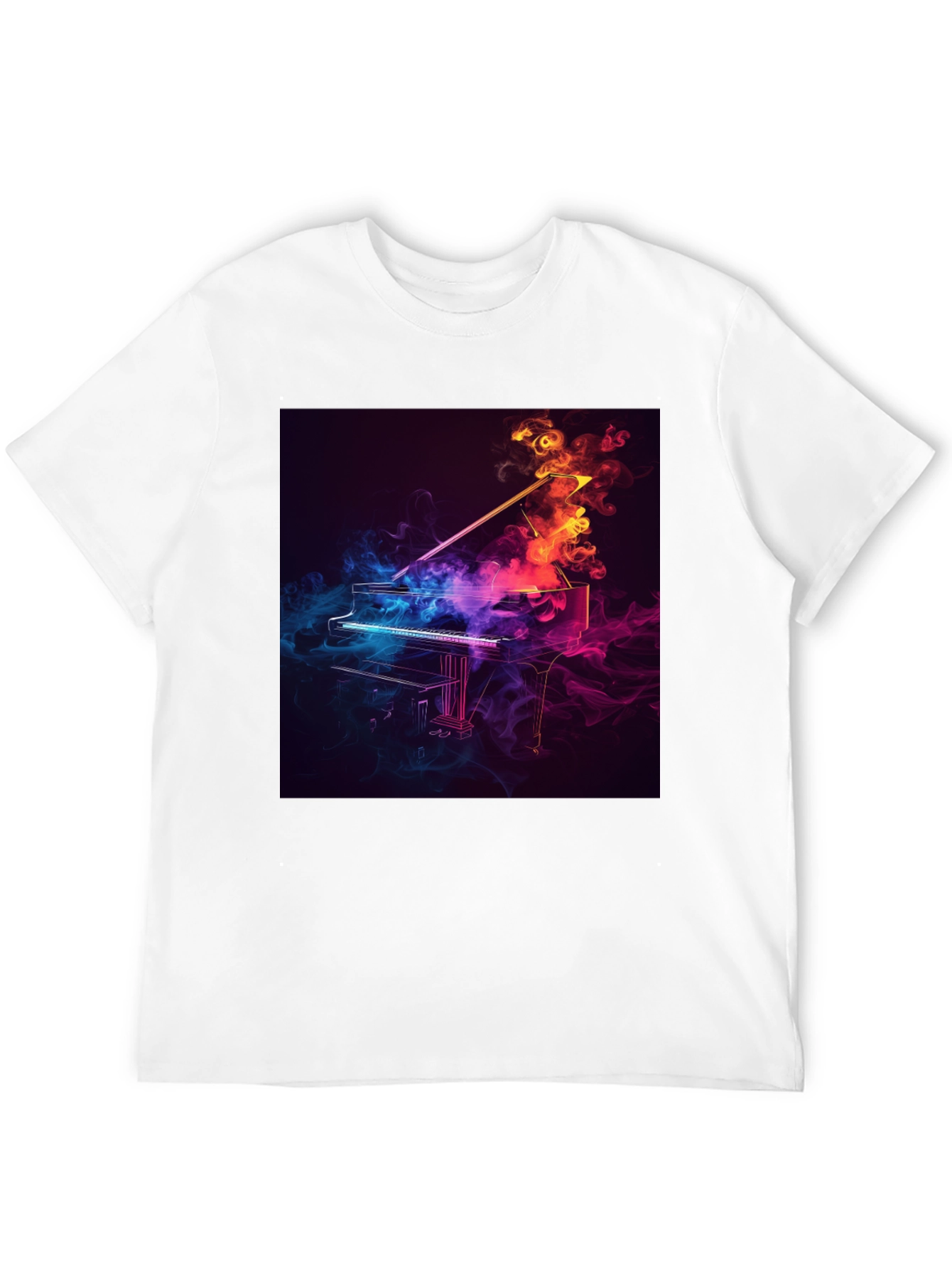 Piano Smoke Design Black T-Shirt