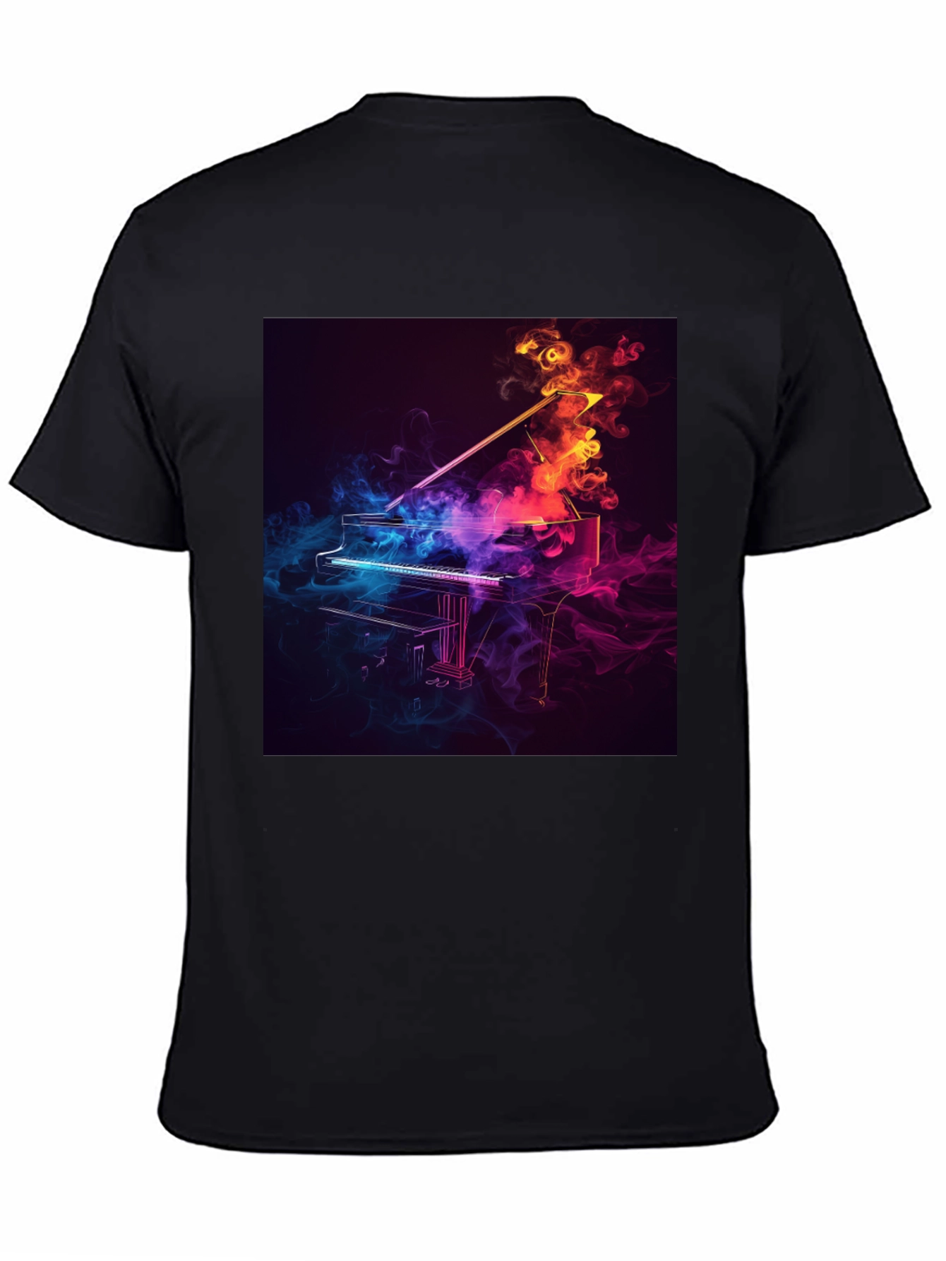 Piano Smoke Design Black T-Shirt