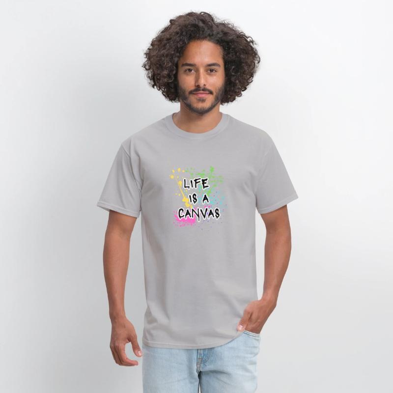 Life is a canvas slogan rainbow paint splatter