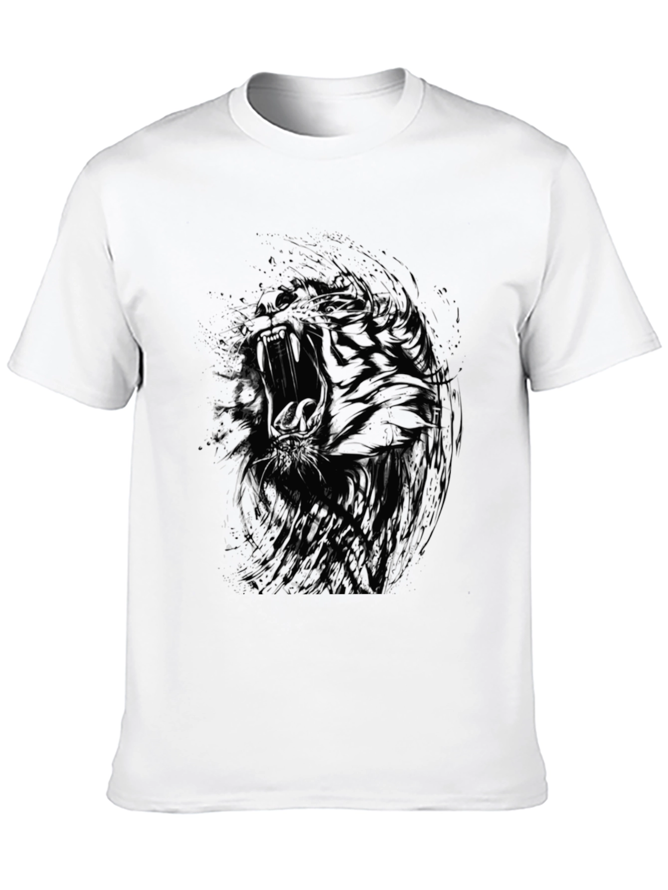 Abstract Tiger Graphic Print Crew Neck T-Shirt