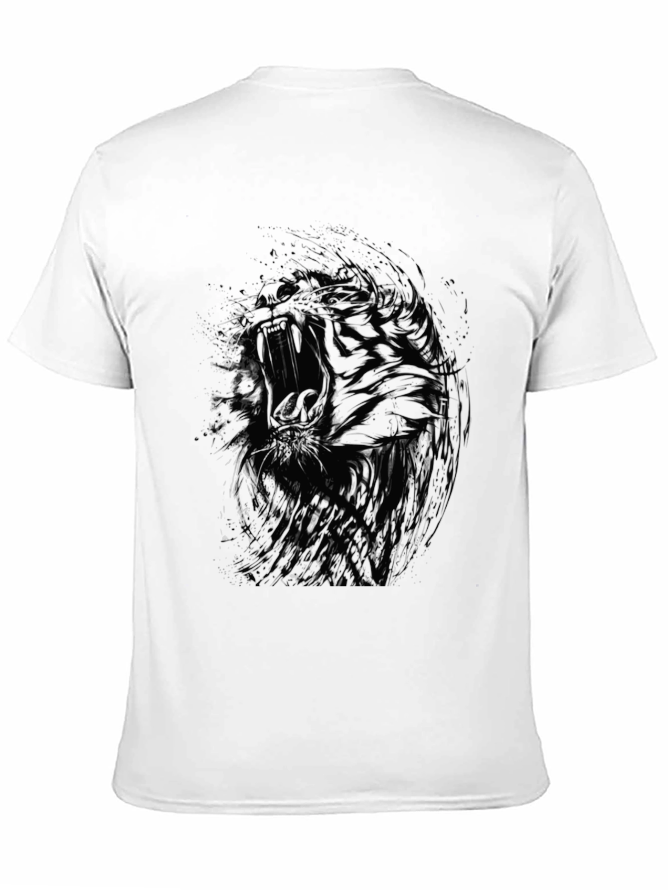Abstract Tiger Graphic Print Crew Neck T-Shirt