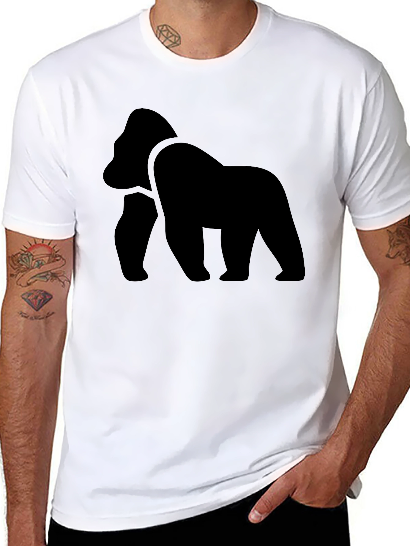 Black Gorilla Graphic Tee - Mens Crew Neck