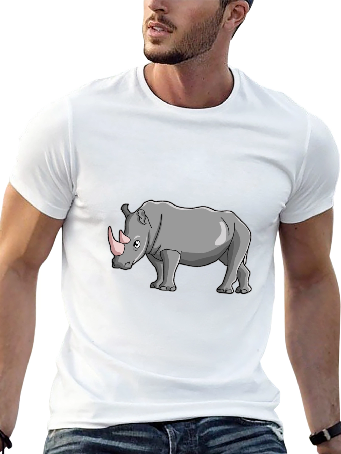 Cartoon Rhino Graphic T-Shirt