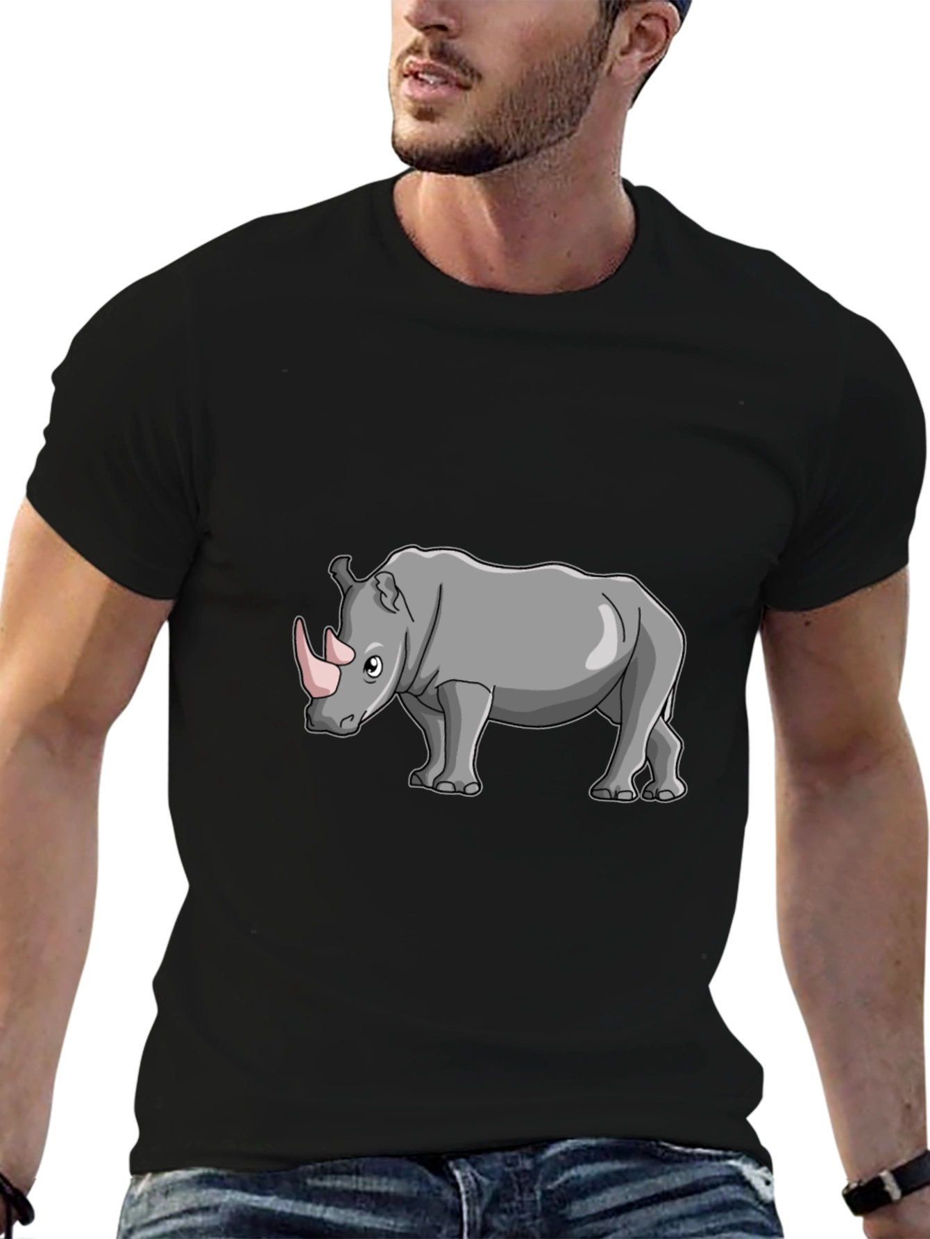 Cartoon Rhino Graphic T-Shirt