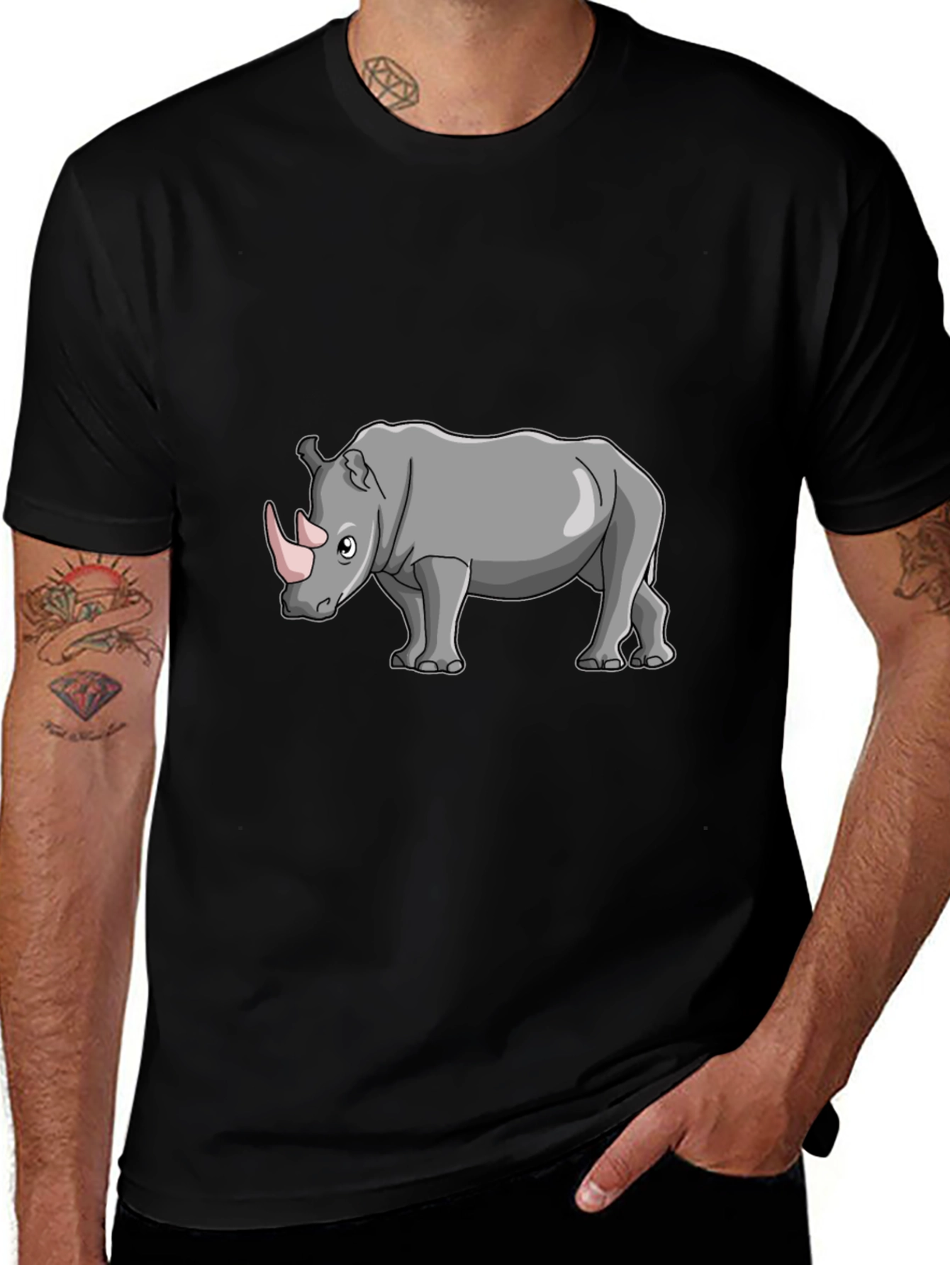 Cartoon Rhino Graphic T-Shirt