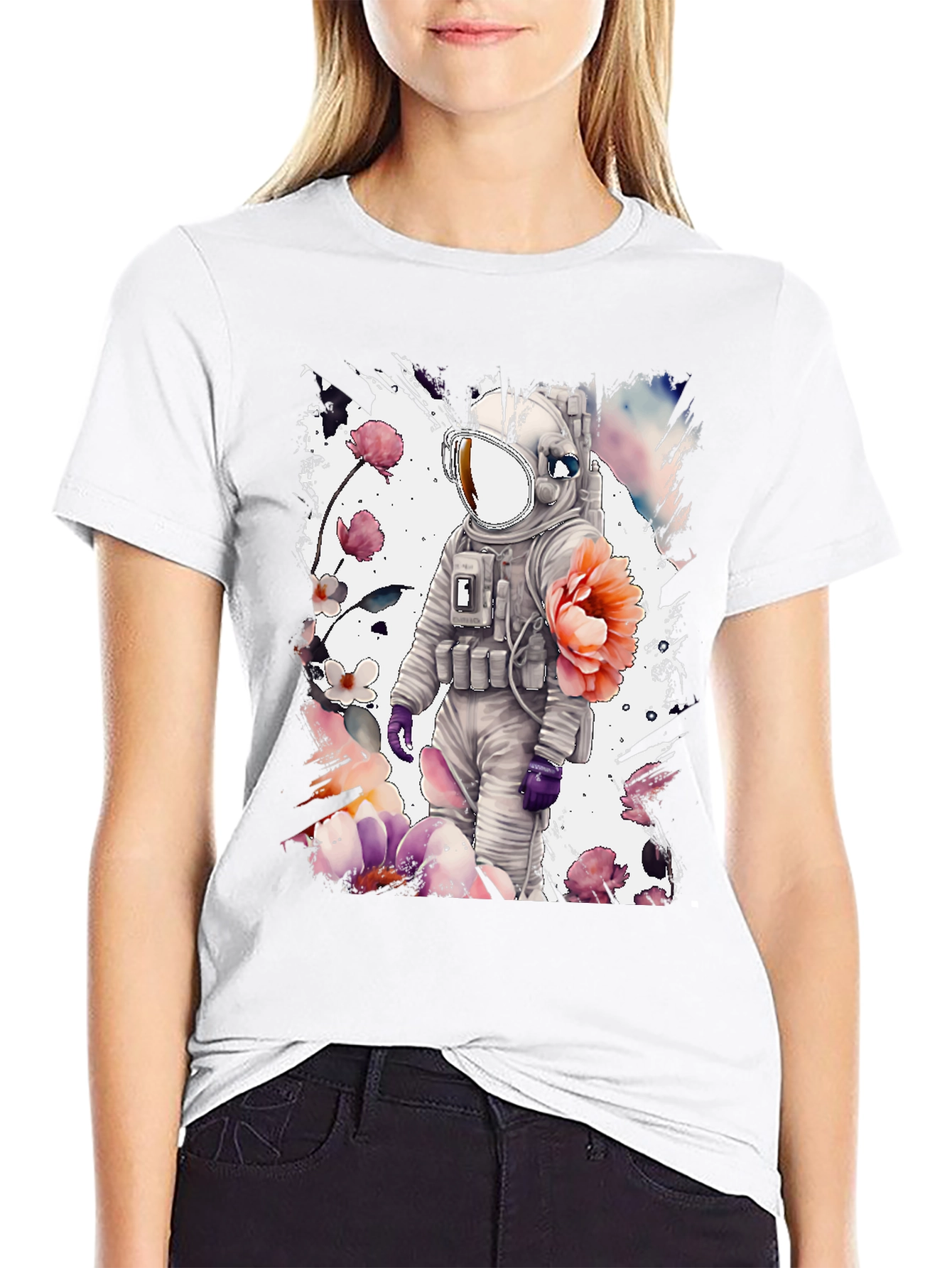 Astronaut Floral Graphic T-Shirt