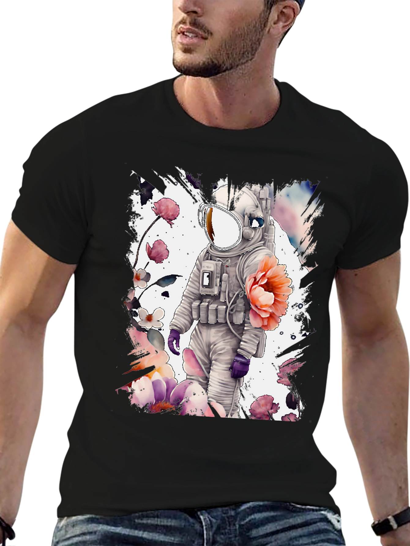 Astronaut Floral Graphic T-Shirt
