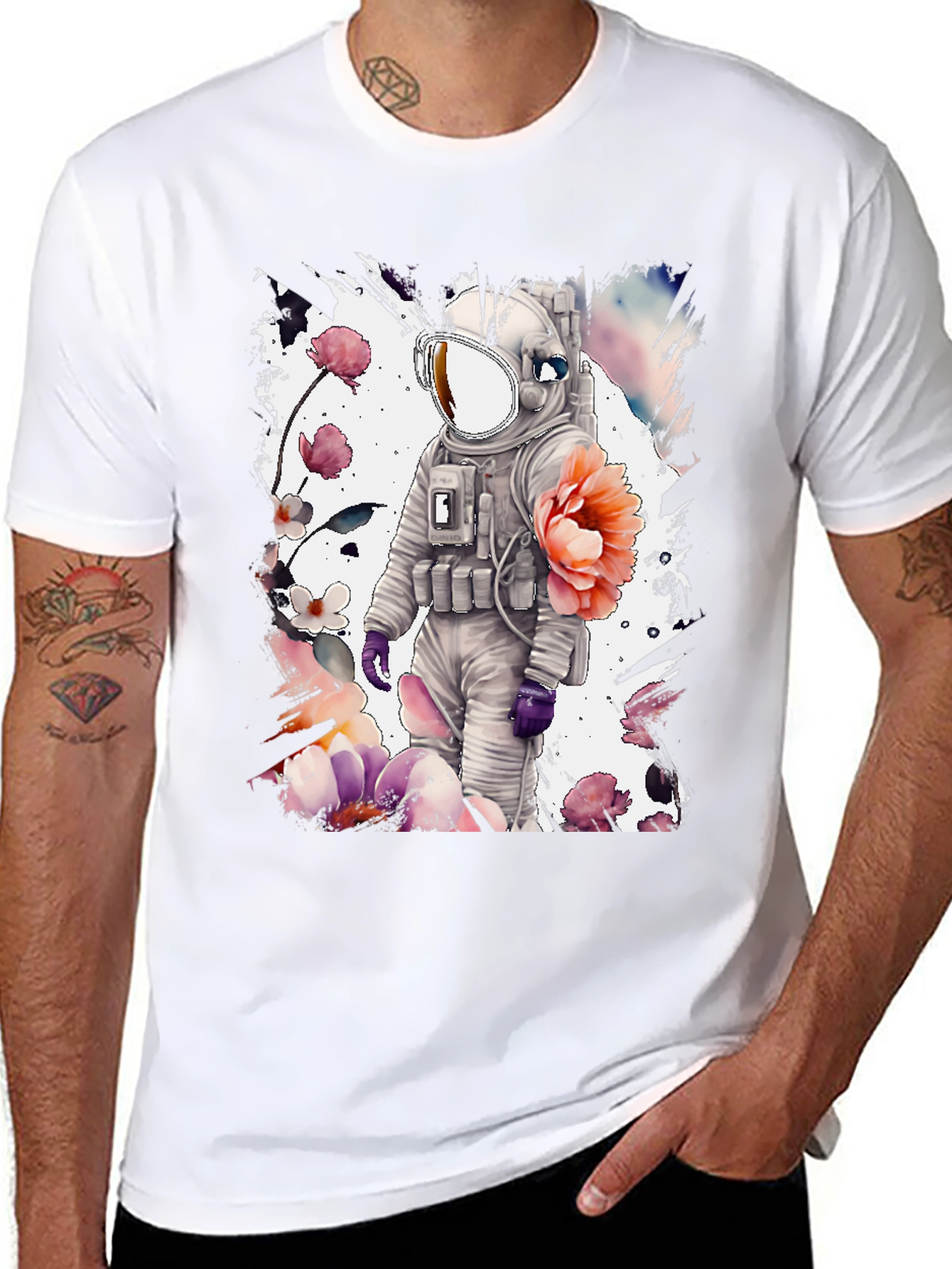 Astronaut Floral Graphic T-Shirt