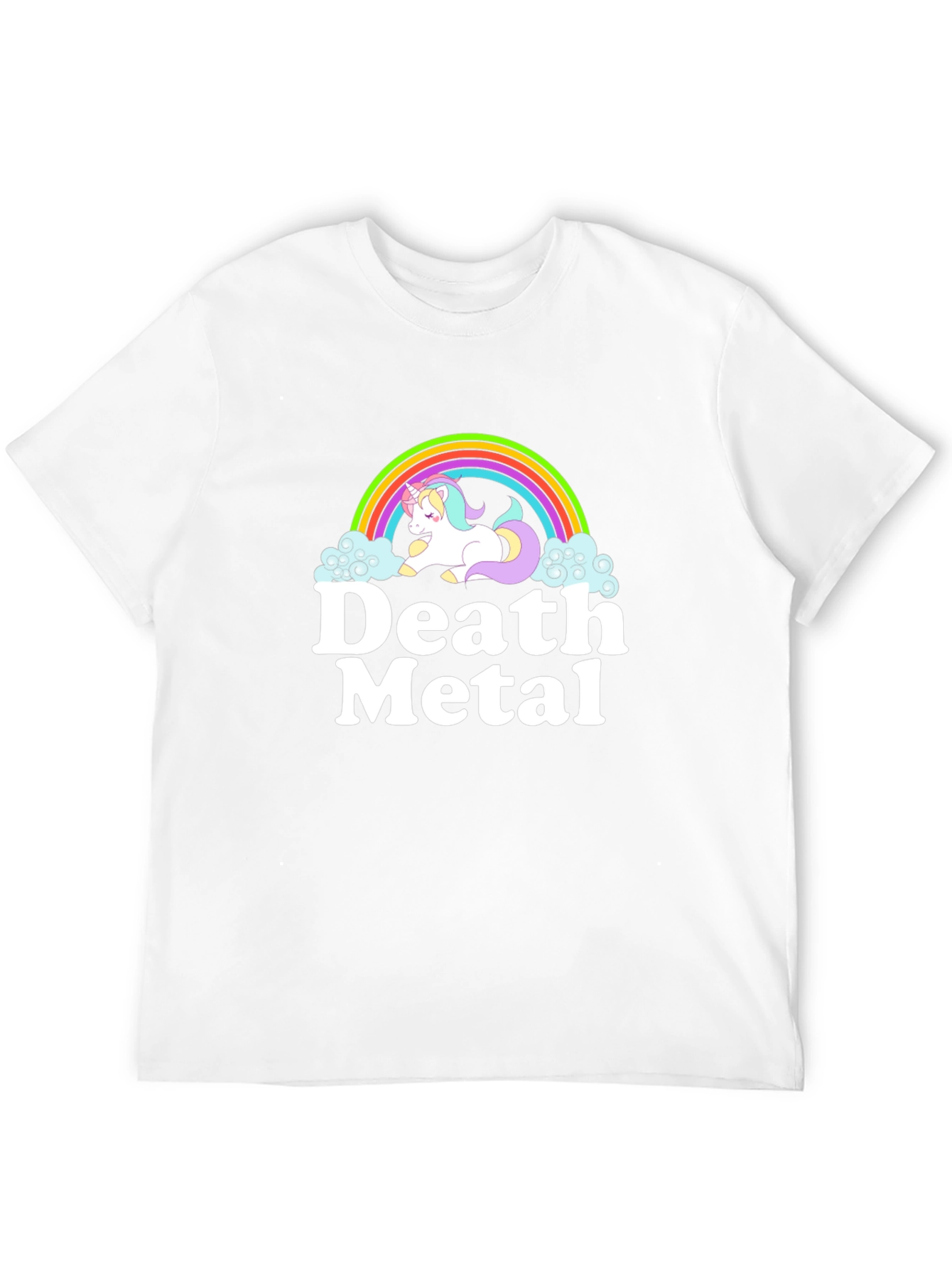 Death Metal Unicorn Rainbow Black T-Shirt