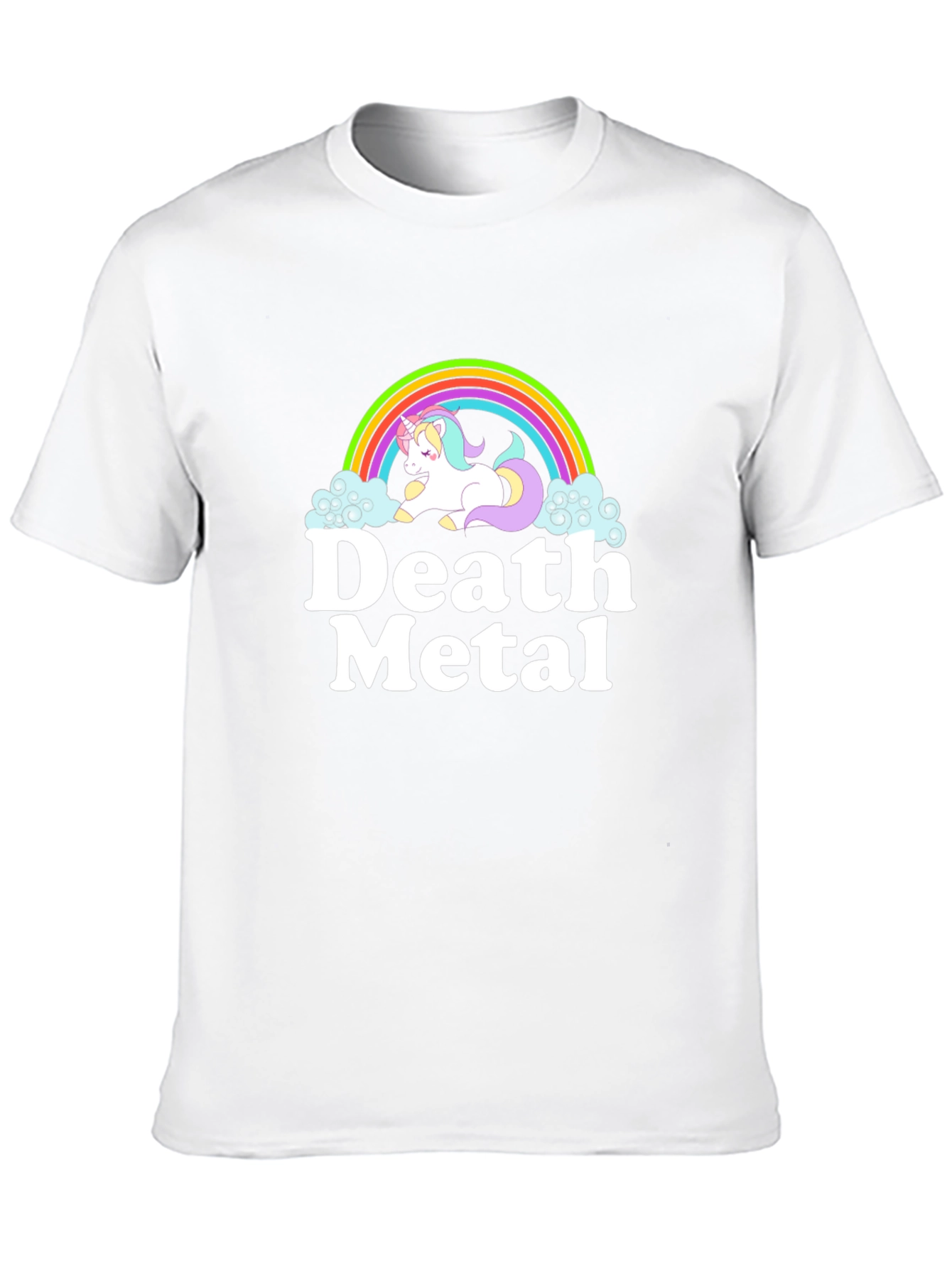Death Metal Unicorn Rainbow Black T-Shirt