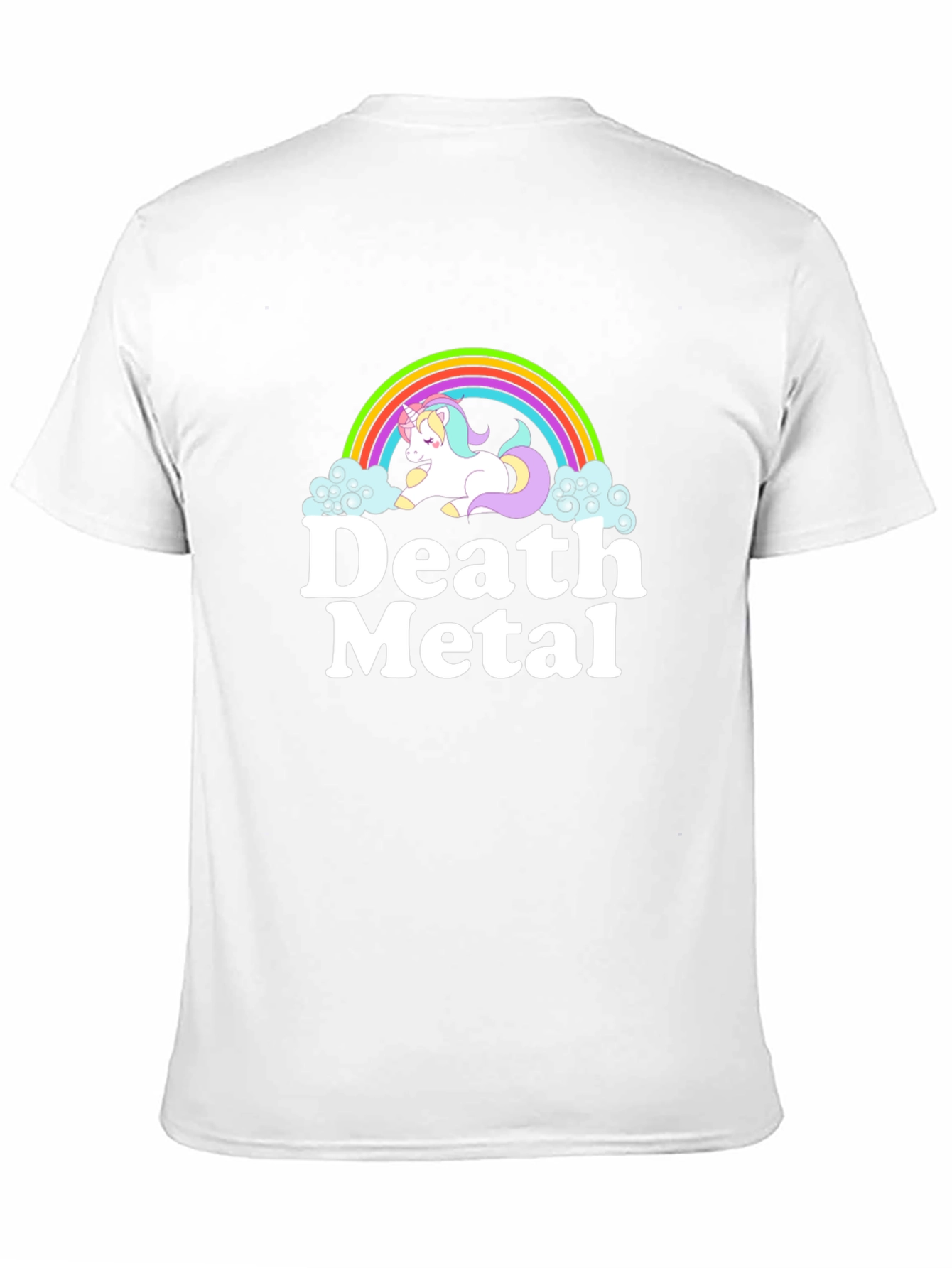 Death Metal Unicorn Rainbow Black T-Shirt
