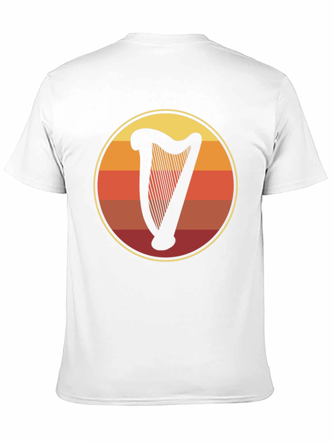 Retro Harp Circle Graphic Tee - Black Cotton T-Shirt
