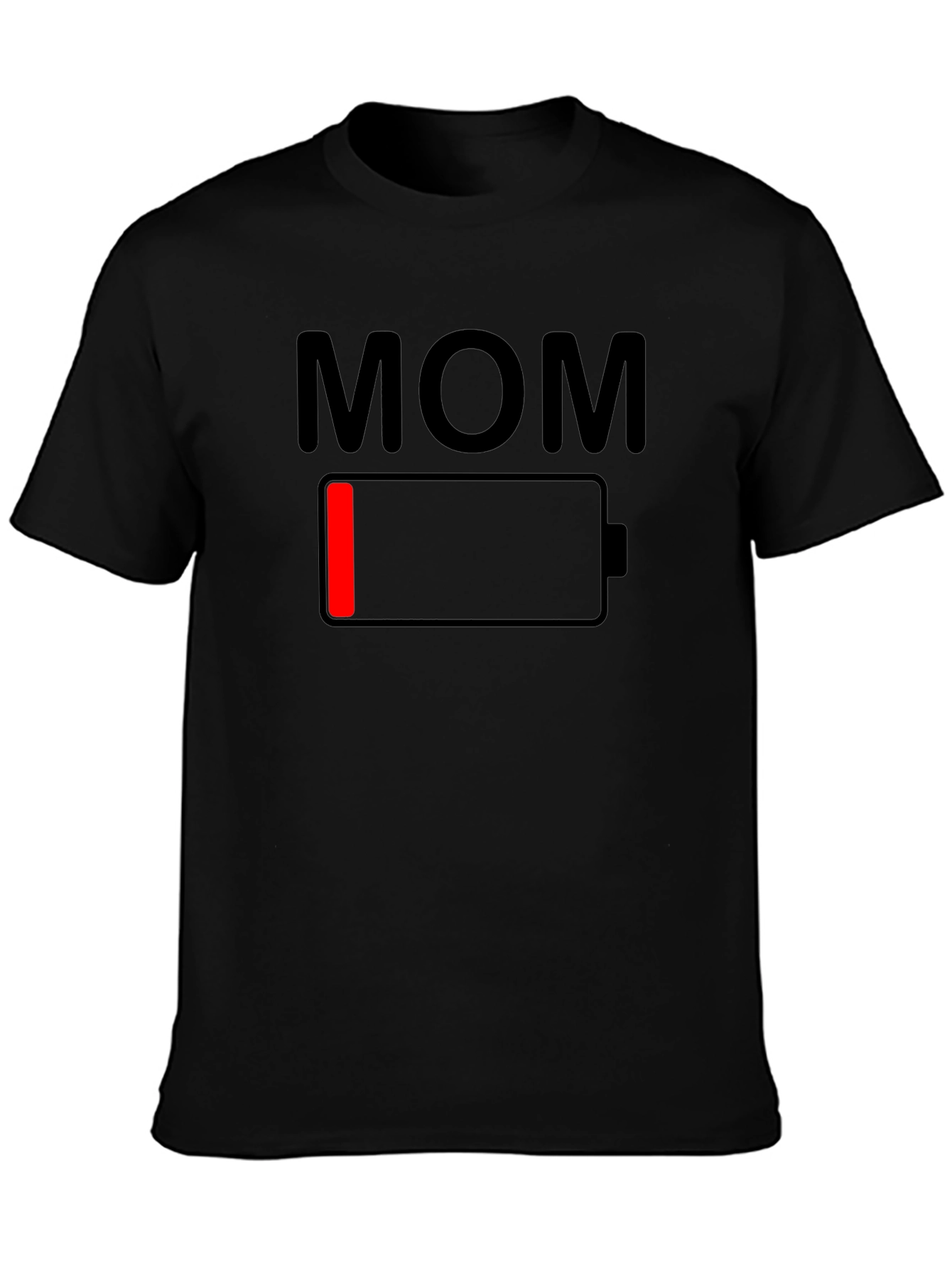 Mom Low Battery Graphic Tee - Black Cotton T-Shirt