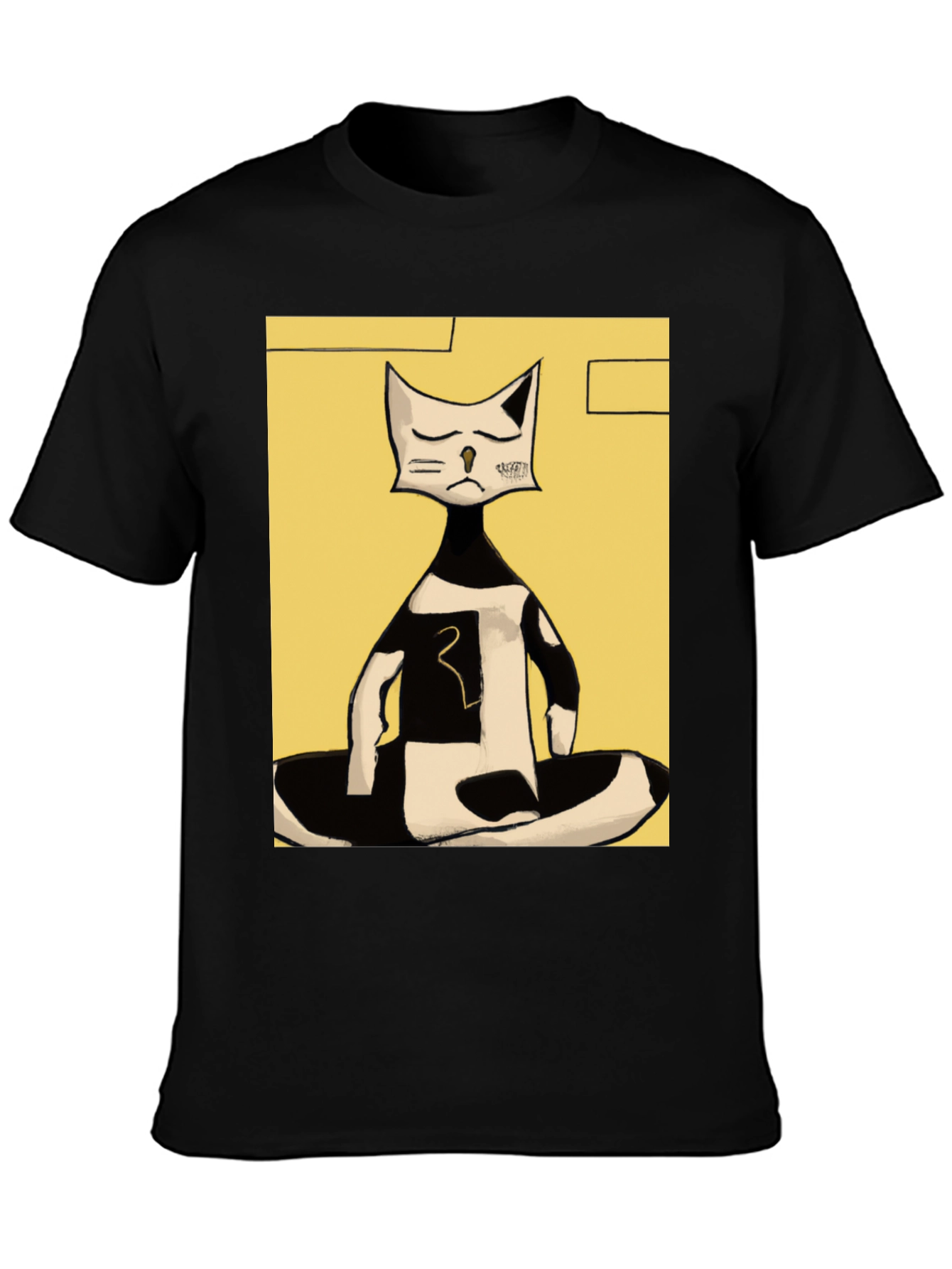 Abstract Cat Graphic Tee - Black