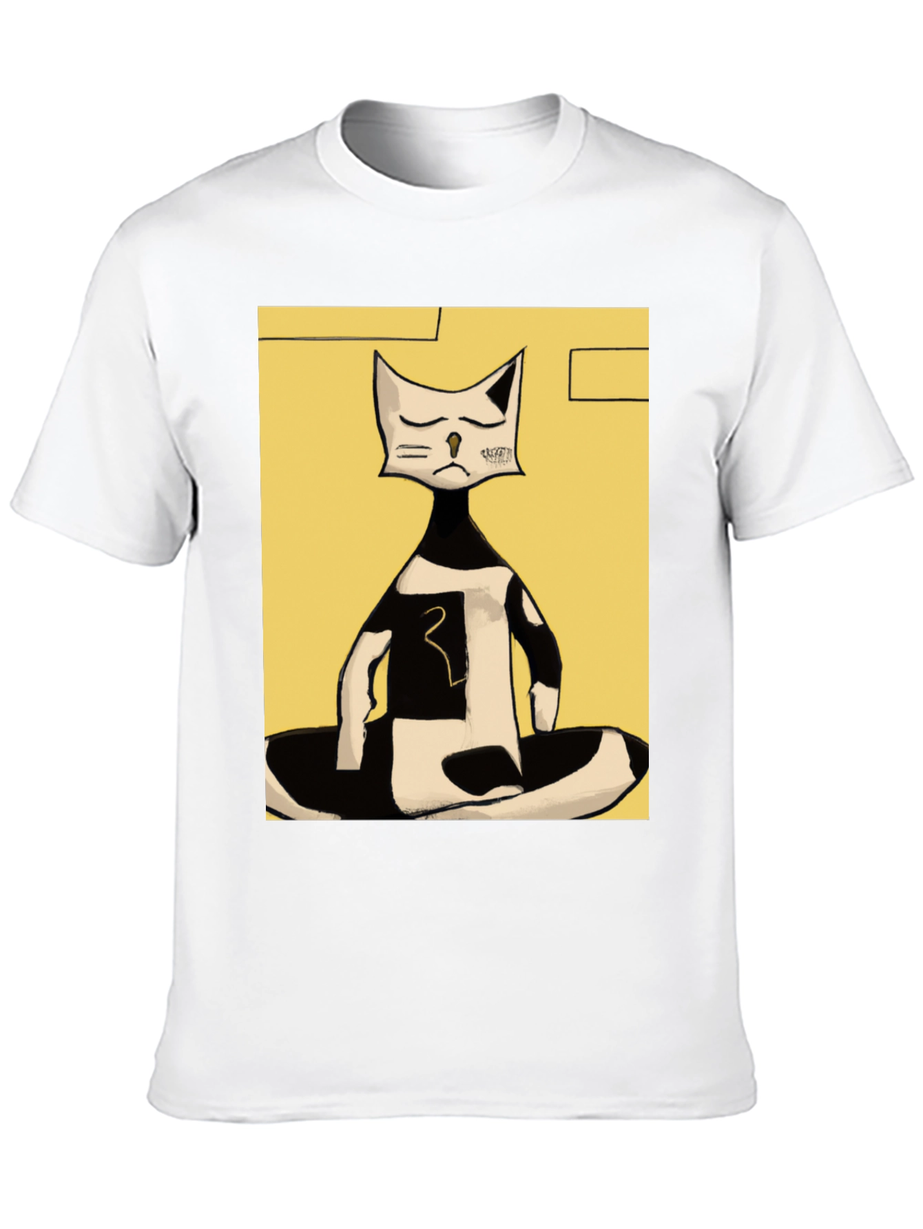 Abstract Cat Graphic Tee - Black