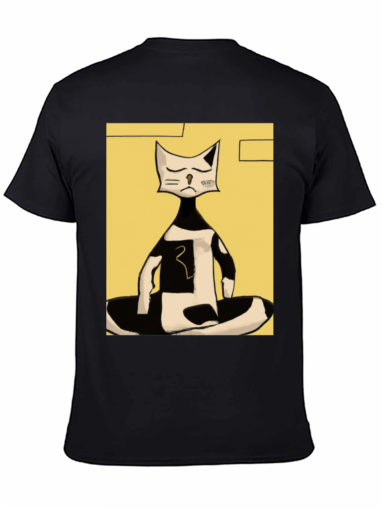 Abstract Cat Graphic Tee - Black