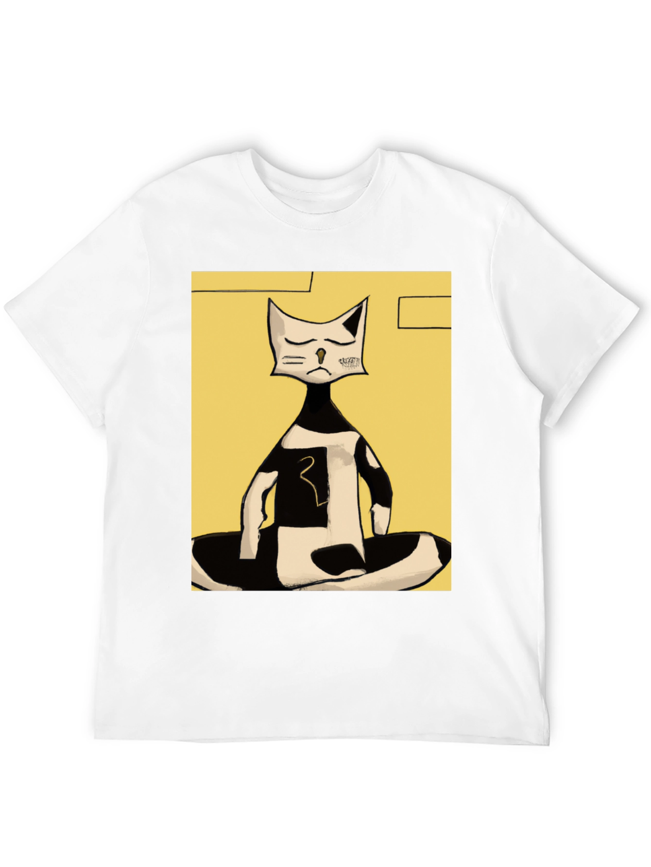 Abstract Cat Graphic Tee - Black