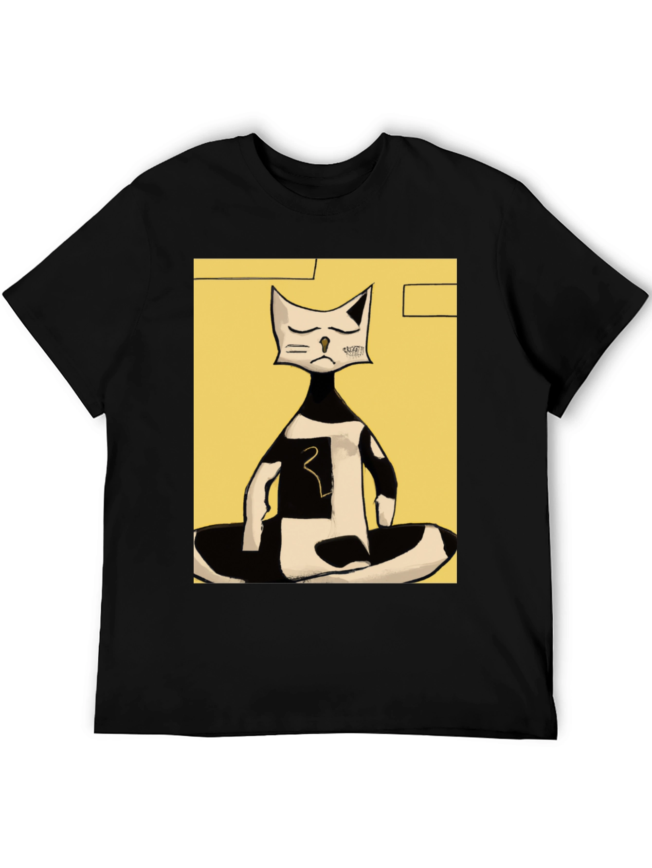 Abstract Cat Graphic Tee - Black