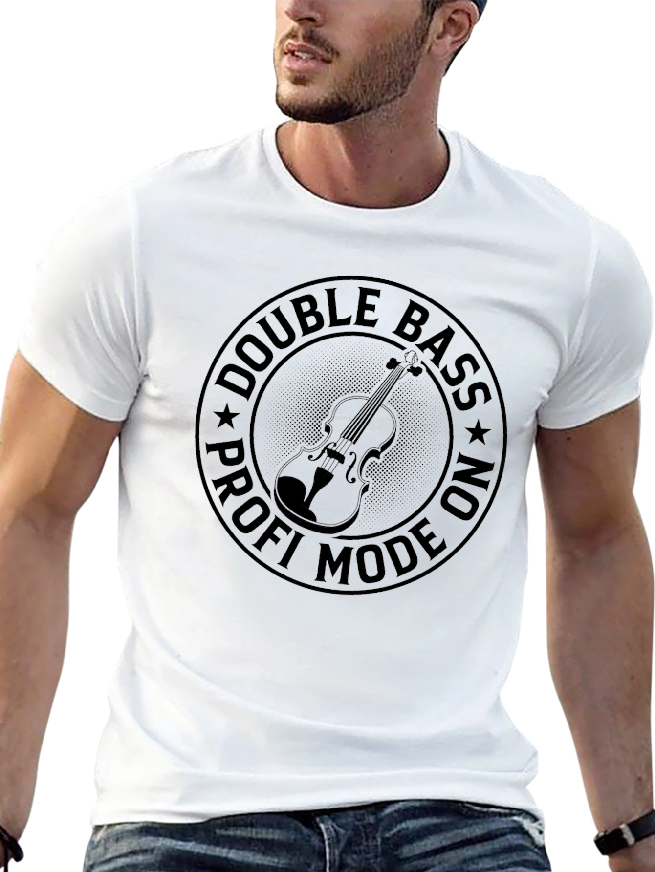 Double Bass Profi Mode On Black T-Shirt